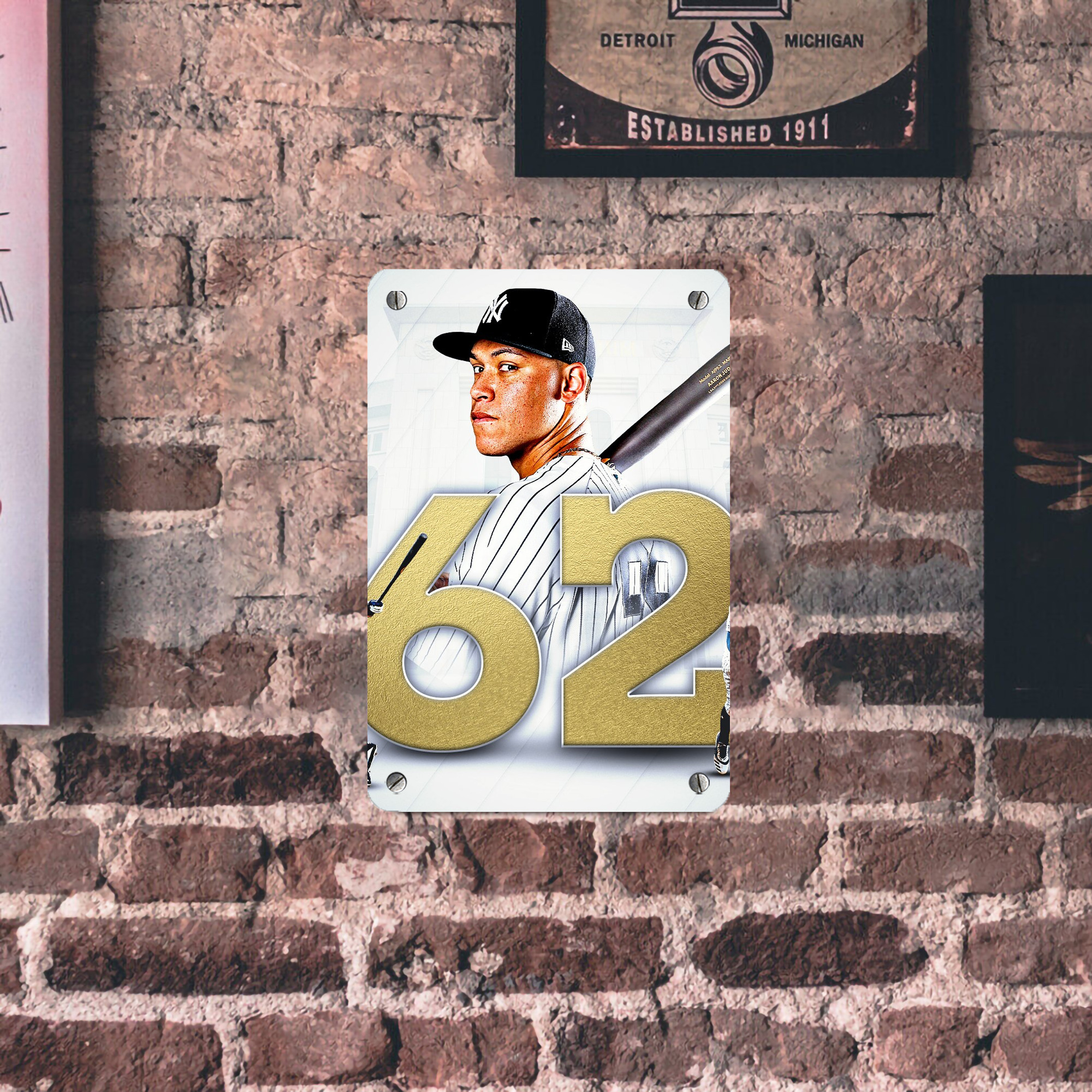 aaron judge 62nd home run Metal Tin Sign 8x12inch - High-Quality Full-Print Decorative Wall Art, Durable Rust-Resistant Metal Plaque For Living Room, Bedroom, Kitchen, Office, Bar Décor
