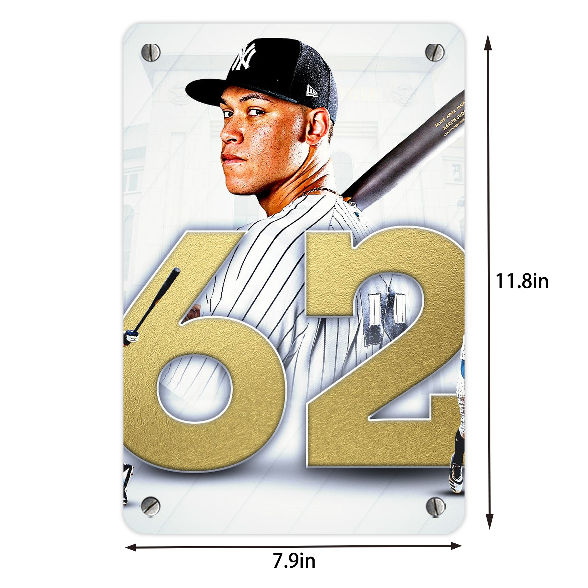aaron judge 62nd home run Metal Tin Sign 8x12inch - High-Quality Full-Print Decorative Wall Art, Durable Rust-Resistant Metal Plaque For Living Room, Bedroom, Kitchen, Office, Bar Décor