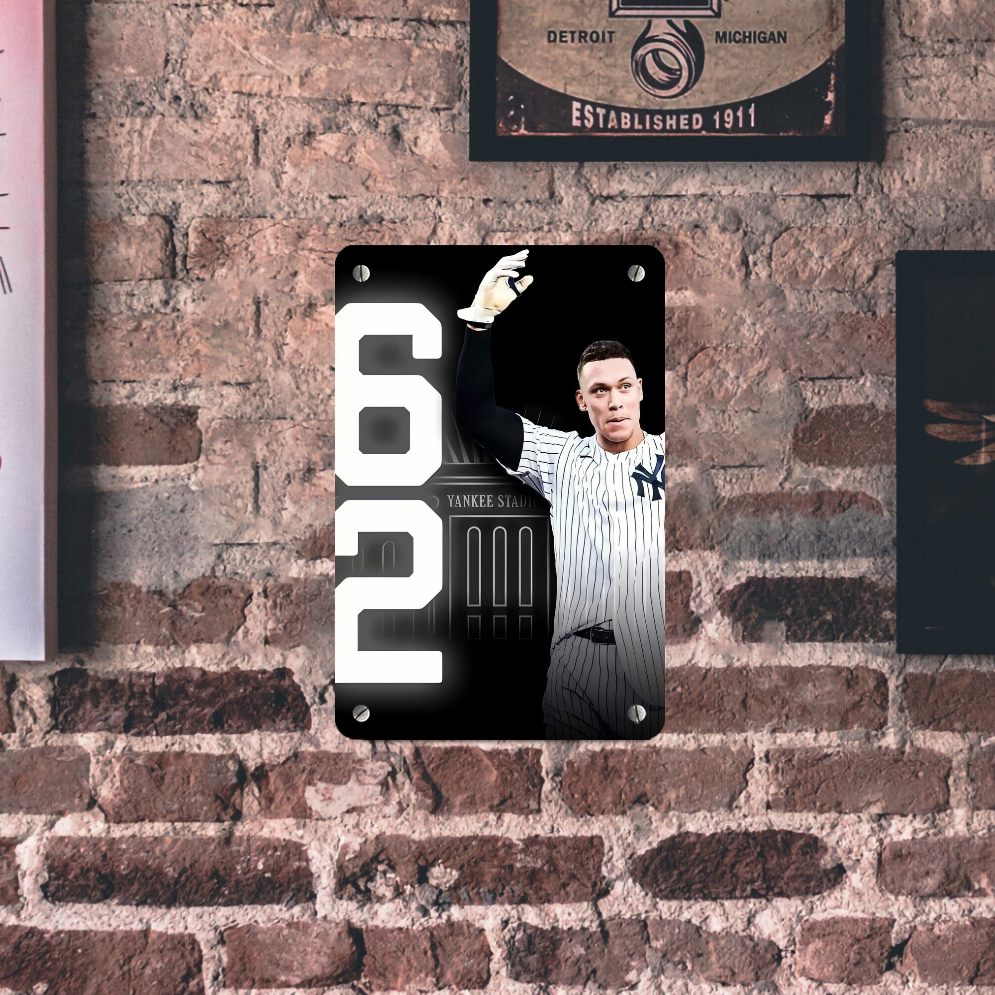 Aaron Judge 62nd Home Run Metal Tin Sign 8x12inch - High-Quality Full-Print Decorative Wall Art, Durable Rust-Resistant Metal Plaque For Living Room, Bedroom, Kitchen, Office, Bar Décor