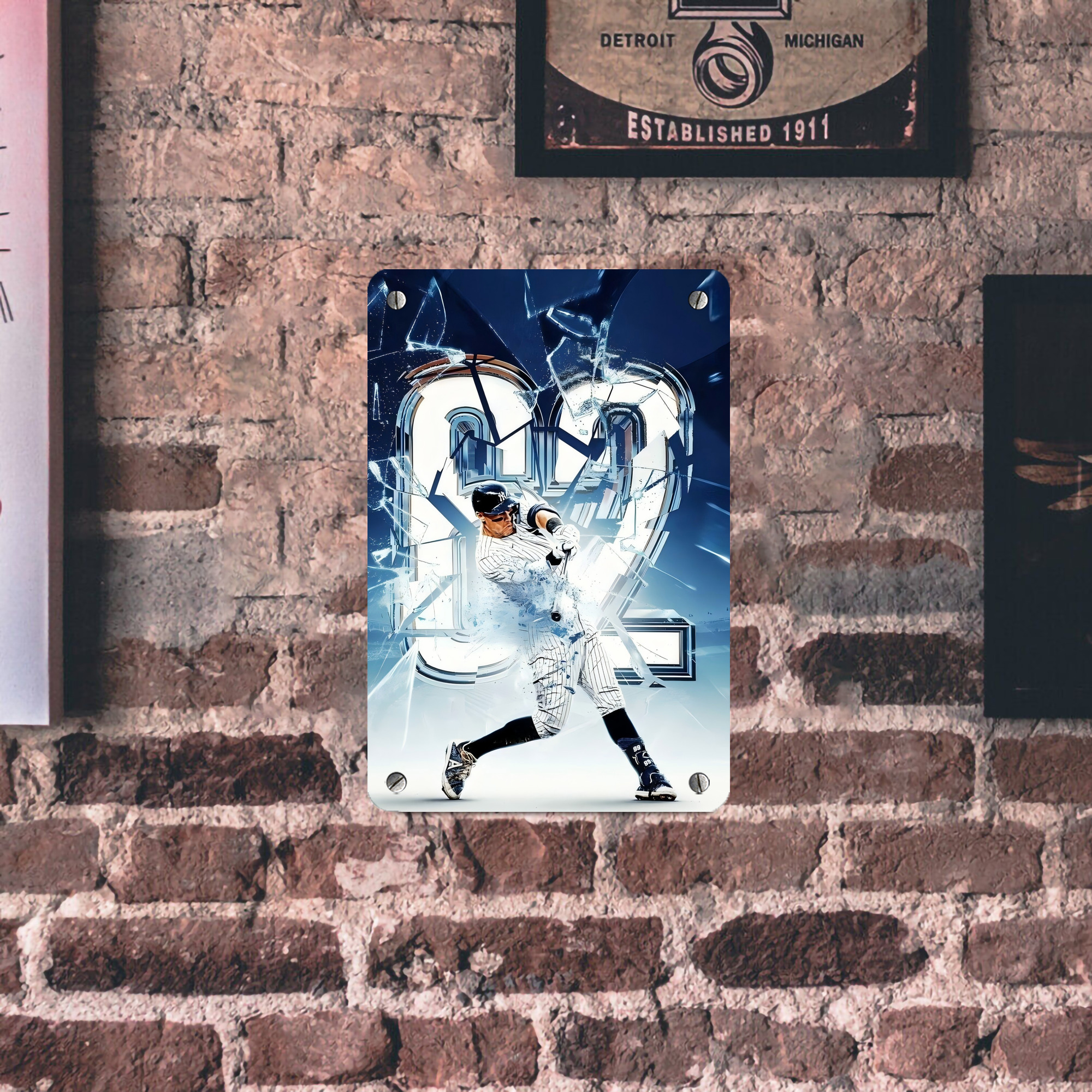 Aaron Judge 62nd Home Run Metal Tin Sign 8x12inch - High-Quality Full-Print Decorative Wall Art, Durable Rust-Resistant Metal Plaque For Living Room, Bedroom, Kitchen, Office, Bar Décor