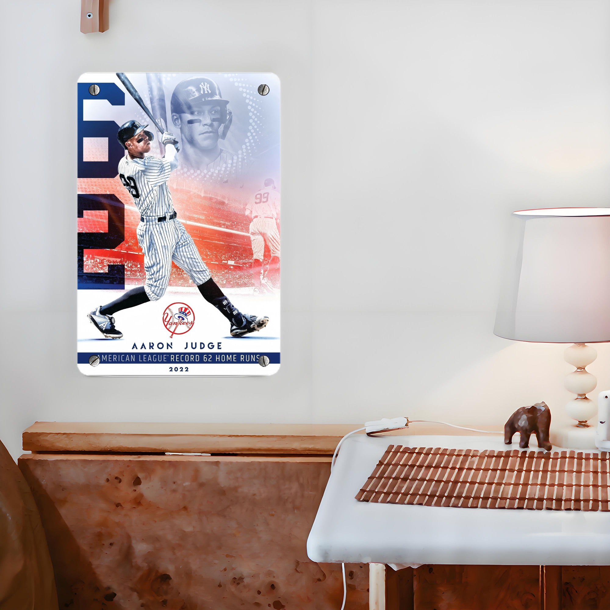 Aaron Judge 62nd Home Run Metal Tin Sign 8x12inch - High-Quality Full-Print Decorative Wall Art, Durable Rust-Resistant Metal Plaque For Living Room, Bedroom, Kitchen, Office, Bar Décor