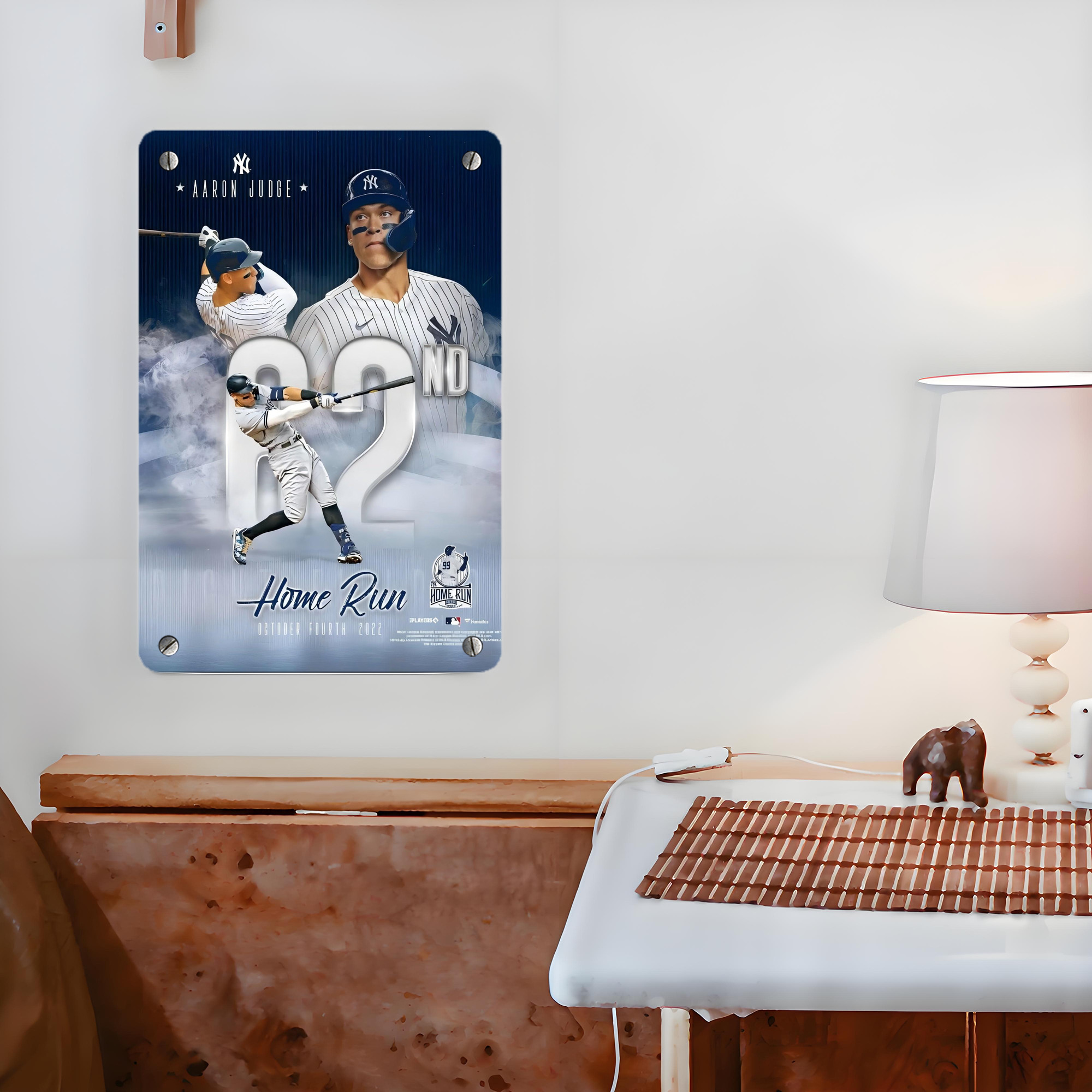 Aaron Judge 62nd Home Run 10.4.2022 Metal Tin Sign 8x12inch - High-Quality Full-Print Decorative Wall Art, Durable Rust-Resistant Metal Plaque For Living Room, Bedroom, Kitchen, Office, Bar Décor