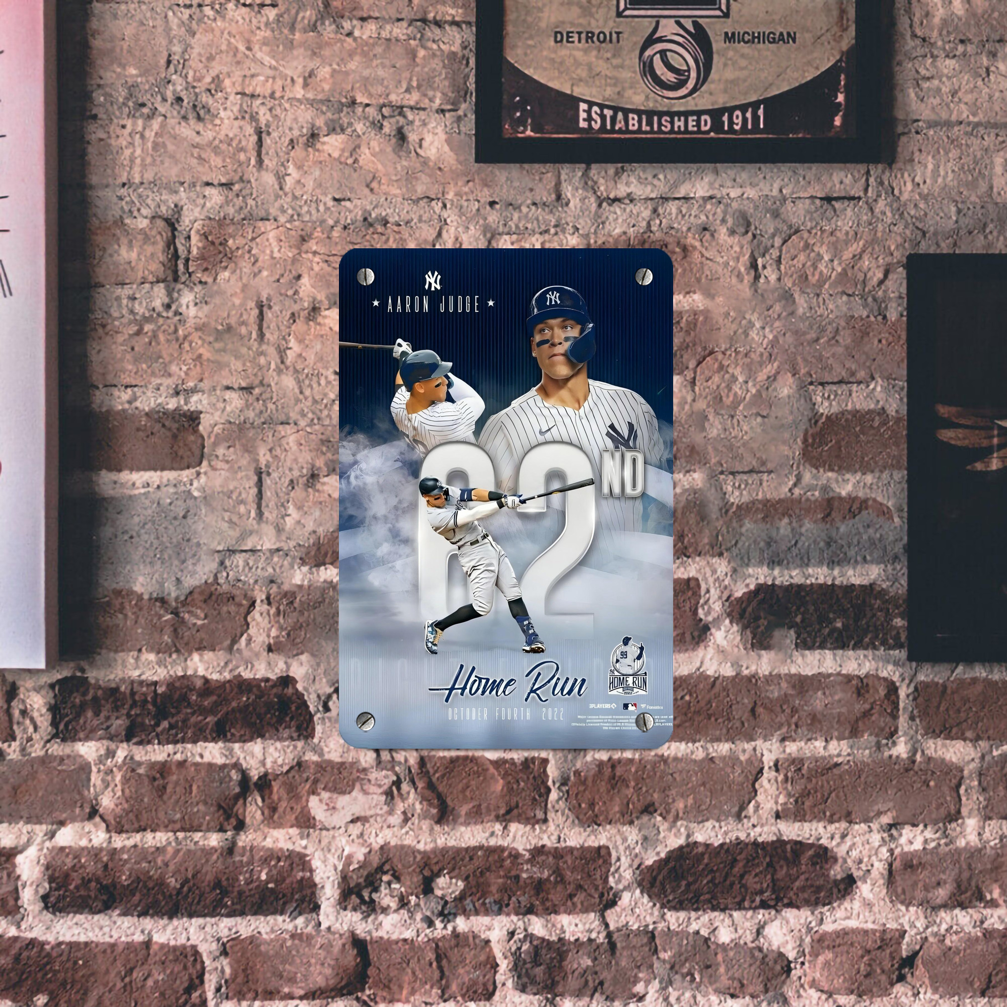 Aaron Judge 62nd Home Run 10.4.2022 Metal Tin Sign 8x12inch - High-Quality Full-Print Decorative Wall Art, Durable Rust-Resistant Metal Plaque For Living Room, Bedroom, Kitchen, Office, Bar Décor