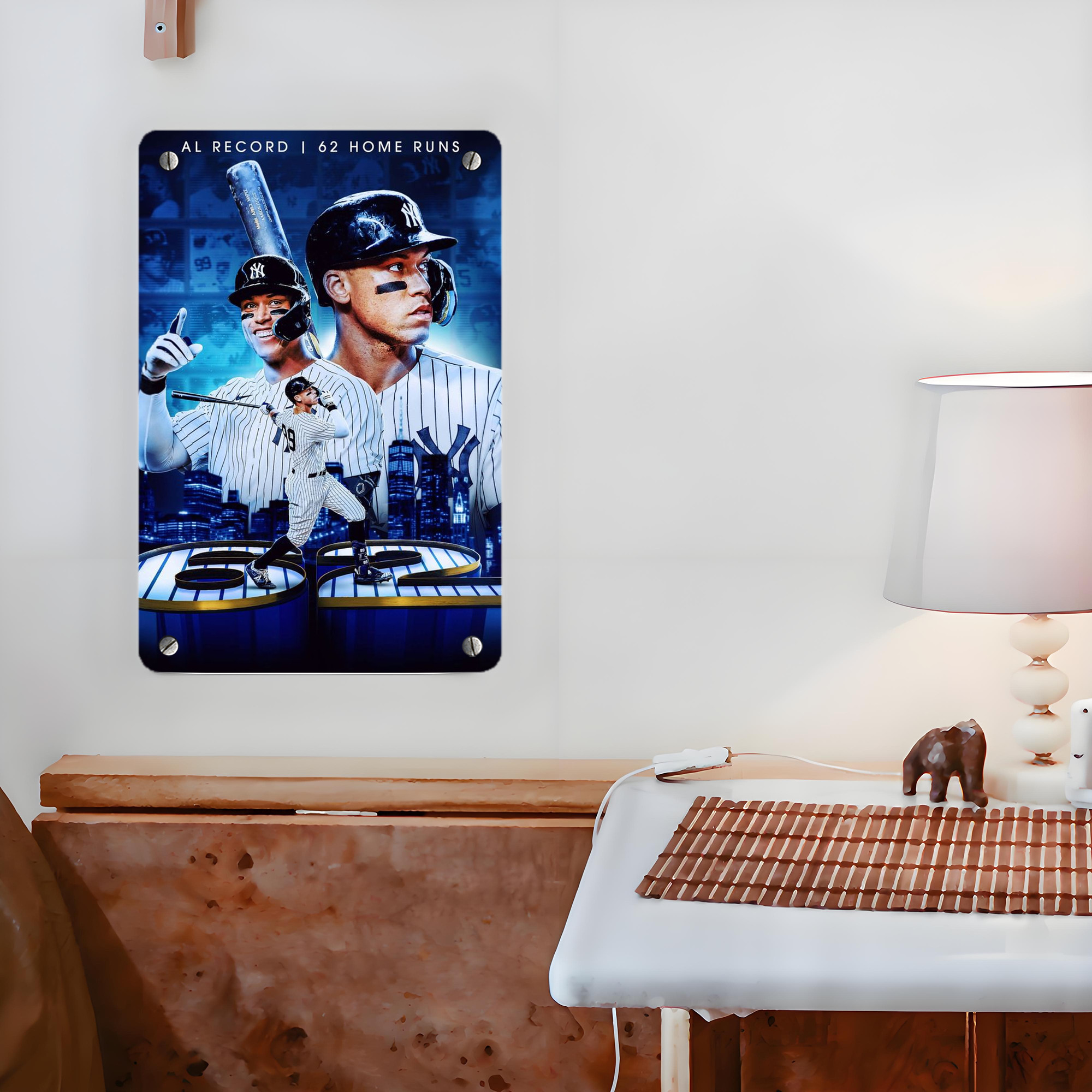 Aaron Judge AL Record 62 Home Runs Metal Tin Sign 8x12inch - High-Quality Full-Print Decorative Wall Art, Durable Rust-Resistant Metal Plaque For Living Room, Bedroom, Kitchen, Office, Bar Décor