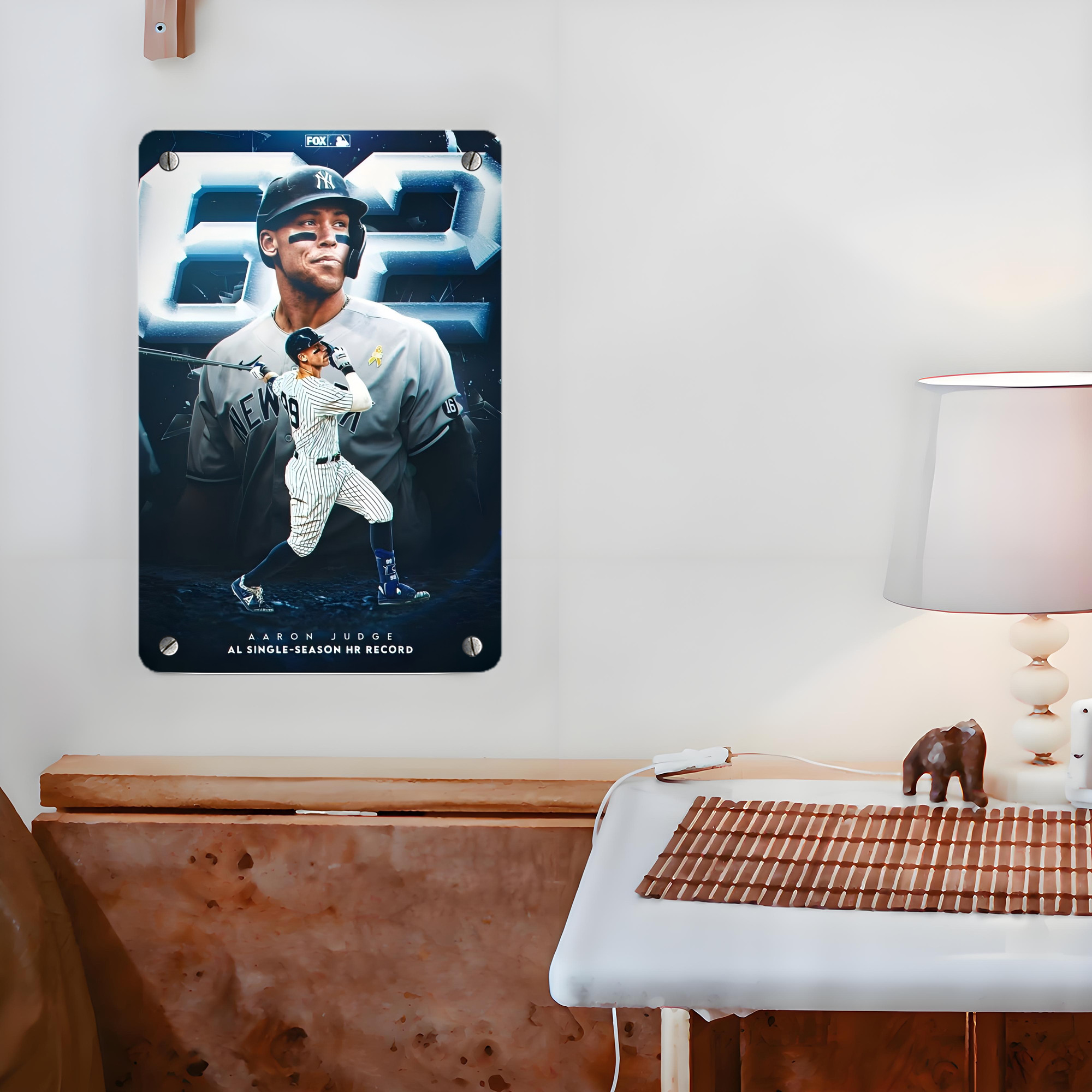 Aaron Judge AL Single Season 62  Home Run Record Metal Tin Sign 8x12inch - High-Quality Full-Print Decorative Wall Art, Durable Rust-Resistant Metal Plaque For Living Room, Bedroom, Kitchen, Office, Bar Décor