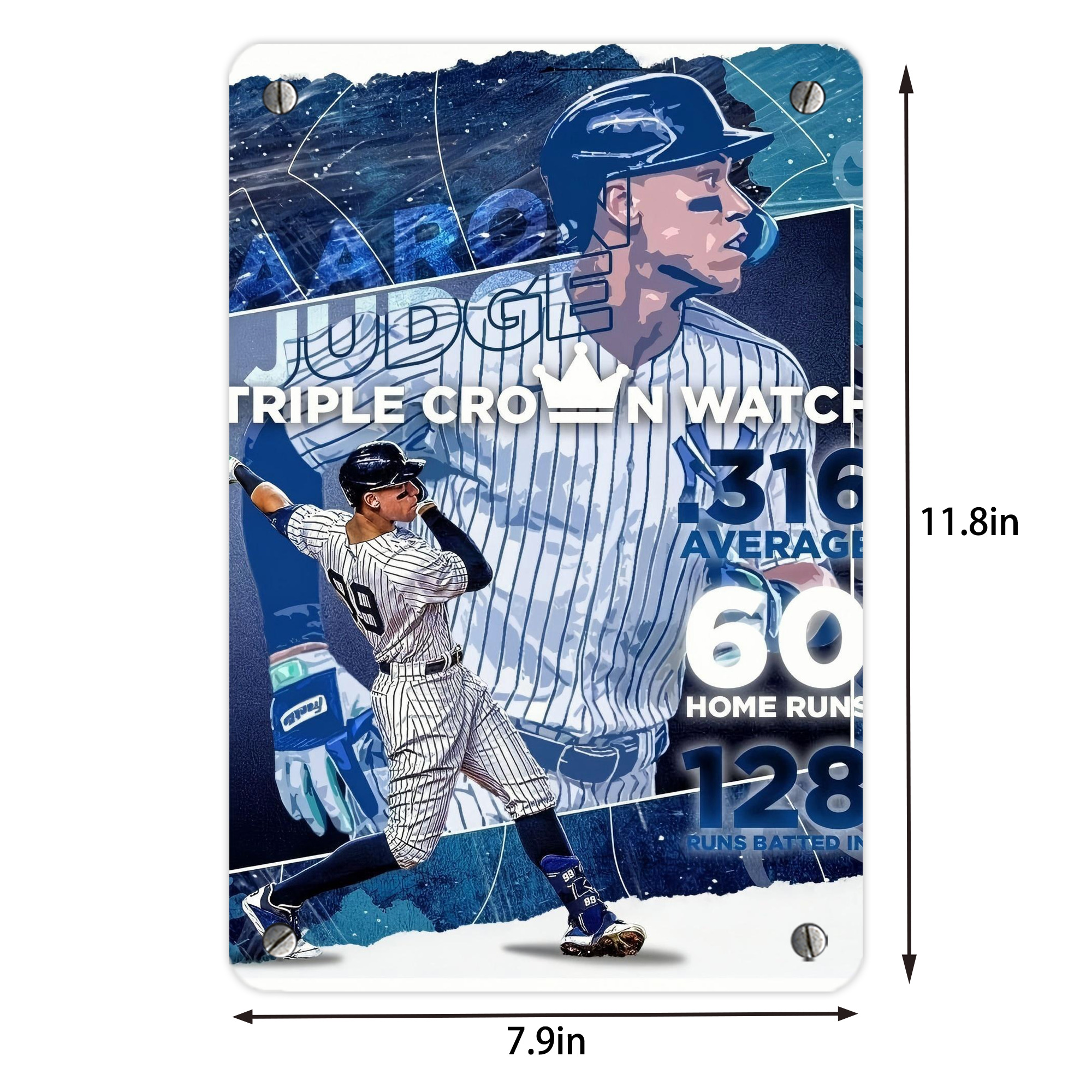 Aaron Judge Triple Crown Watch Metal Tin Sign 8x12inch - High-Quality Full-Print Decorative Wall Art, Durable Rust-Resistant Metal Plaque For Living Room, Bedroom, Kitchen, Office, Bar Décor
