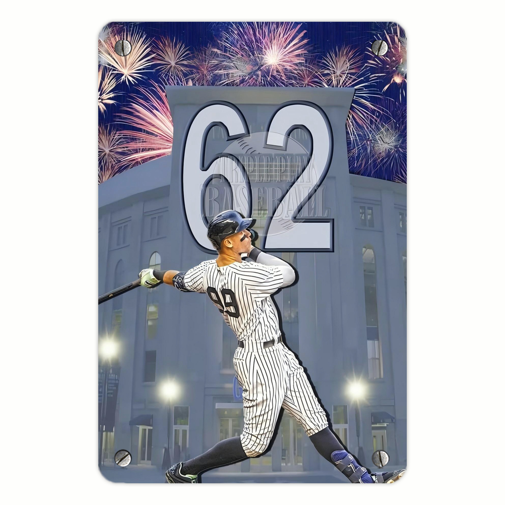 Aaron Judge 62 Home Runs Record Metal Tin Sign 8x12inch - High-Quality Full-Print Decorative Wall Art, Durable Rust-Resistant Metal Plaque For Living Room, Bedroom, Kitchen, Office, Bar Décor
