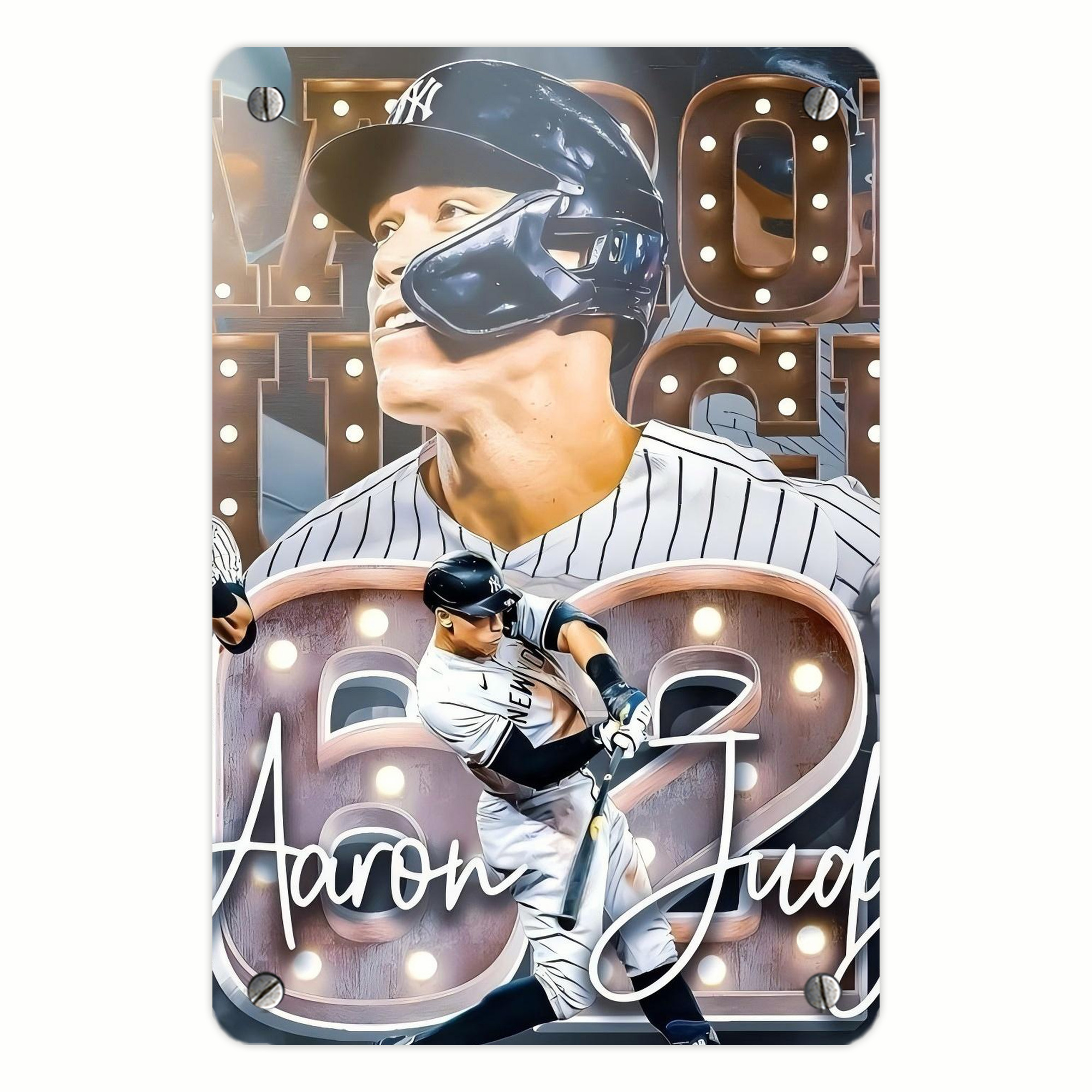 Aaron Judge 62 Home Runs Metal Tin Sign 8x12inch - High-Quality Full-Print Decorative Wall Art, Durable Rust-Resistant Metal Plaque For Living Room, Bedroom, Kitchen, Office, Bar Décor