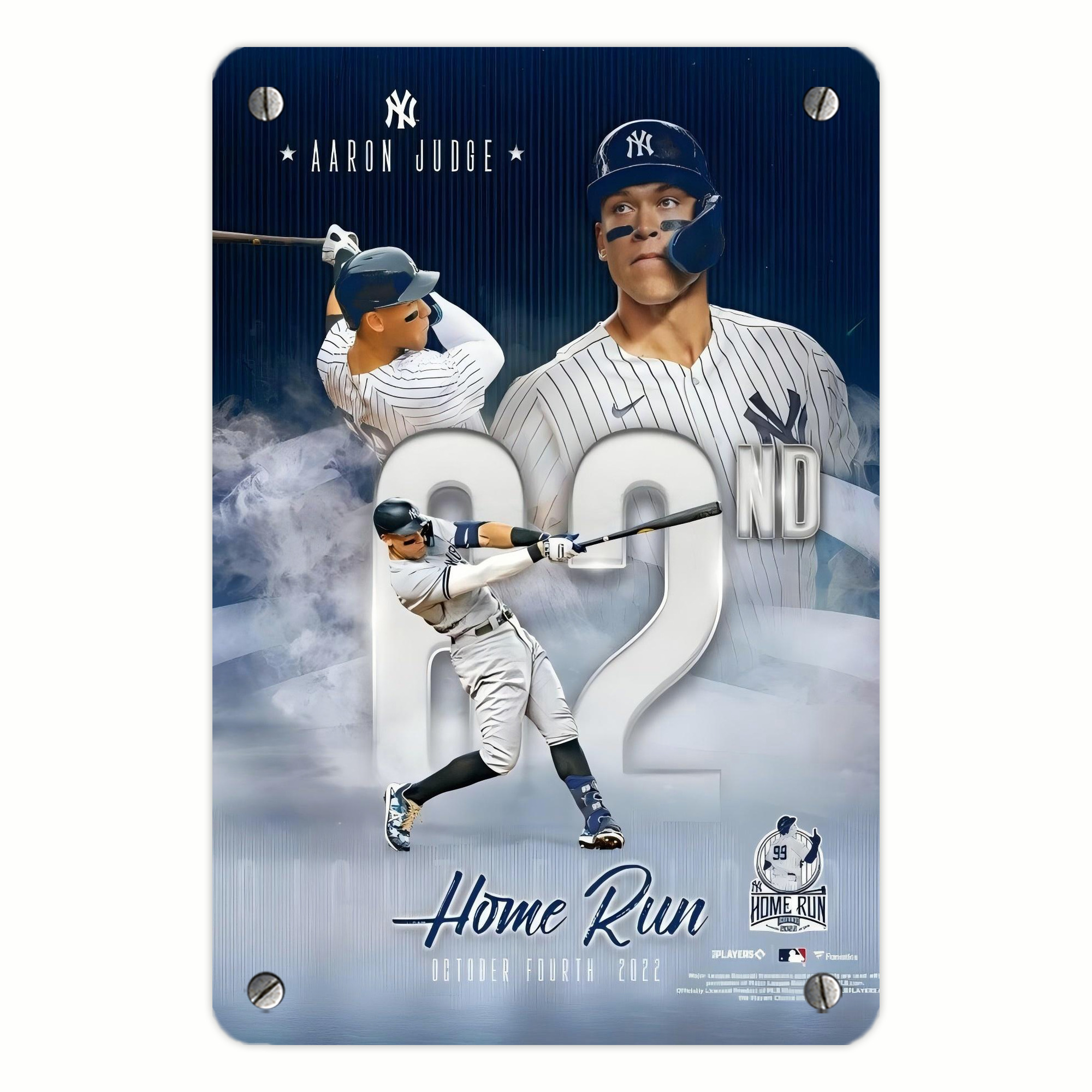 Aaron Judge 62nd Home Run 10.4.2022 Metal Tin Sign 8x12inch - High-Quality Full-Print Decorative Wall Art, Durable Rust-Resistant Metal Plaque For Living Room, Bedroom, Kitchen, Office, Bar Décor