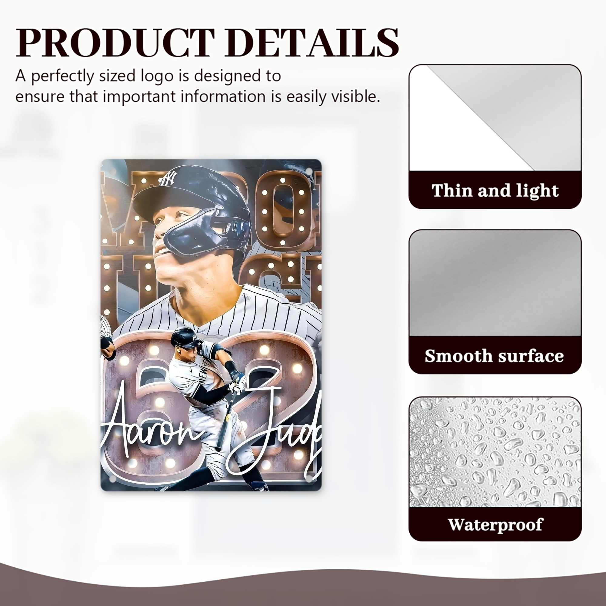 Aaron Judge 62 Home Runs 8x12inch Vertical Aluminum Sign - Durable Fade-Resistant Indoor/Outdoor Safety & Information Plaque For Office, Hotel, Restaurant, Bar, Public Spaces