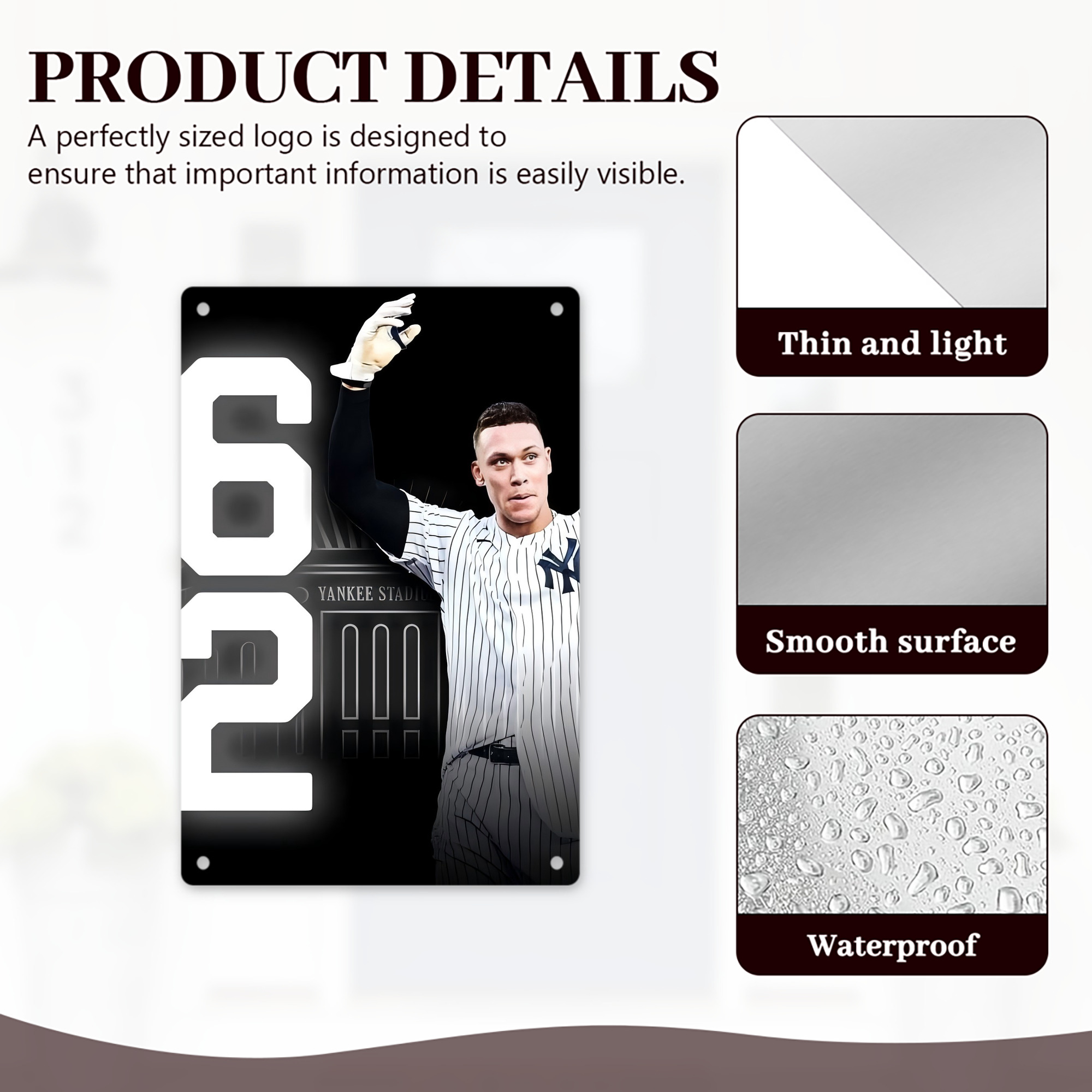 Aaron Judge 62nd Home Run 8x12inch Vertical Aluminum Sign - Durable Fade-Resistant Indoor/Outdoor Safety & Information Plaque For Office, Hotel, Restaurant, Bar, Public Spaces