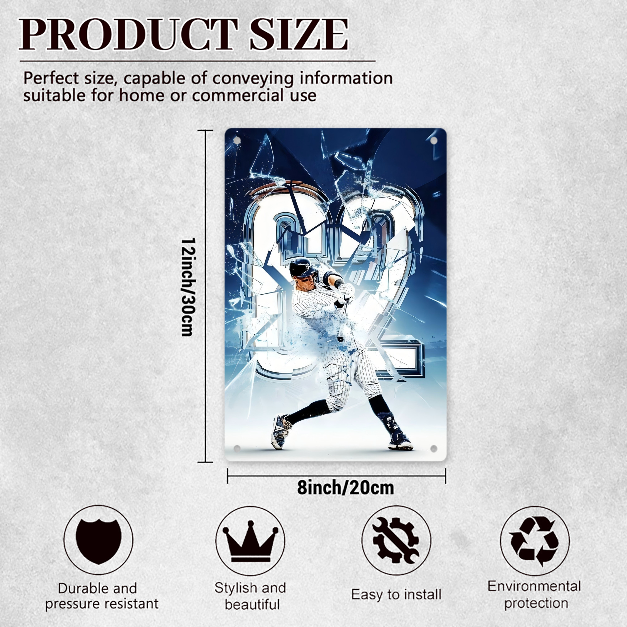 Aaron Judge 62nd Home Run 8x12inch Vertical Aluminum Sign - Durable Fade-Resistant Indoor/Outdoor Safety & Information Plaque For Office, Hotel, Restaurant, Bar, Public Spaces