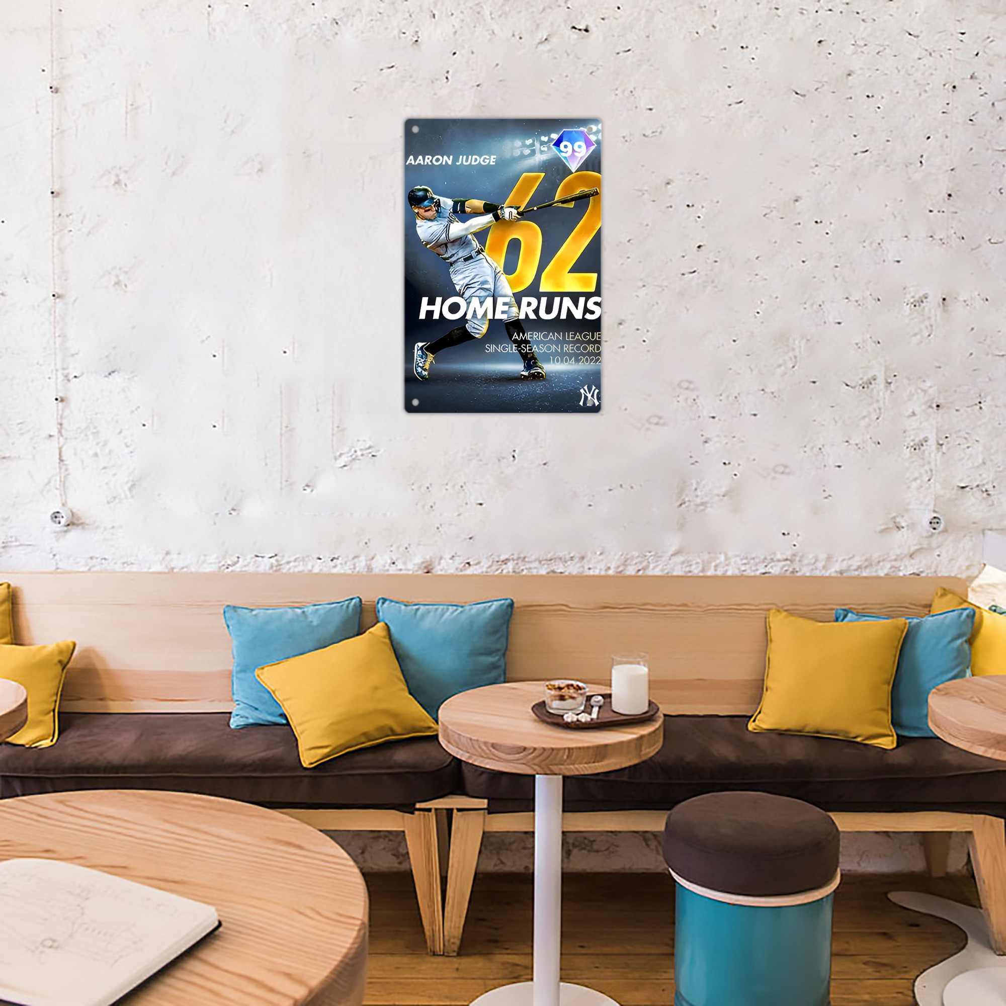 Aaron Judge 62nd Home Run Milestone 8x12inch Vertical Aluminum Sign - Durable Fade-Resistant Indoor/Outdoor Safety & Information Plaque For Office, Hotel, Restaurant, Bar, Public Spaces