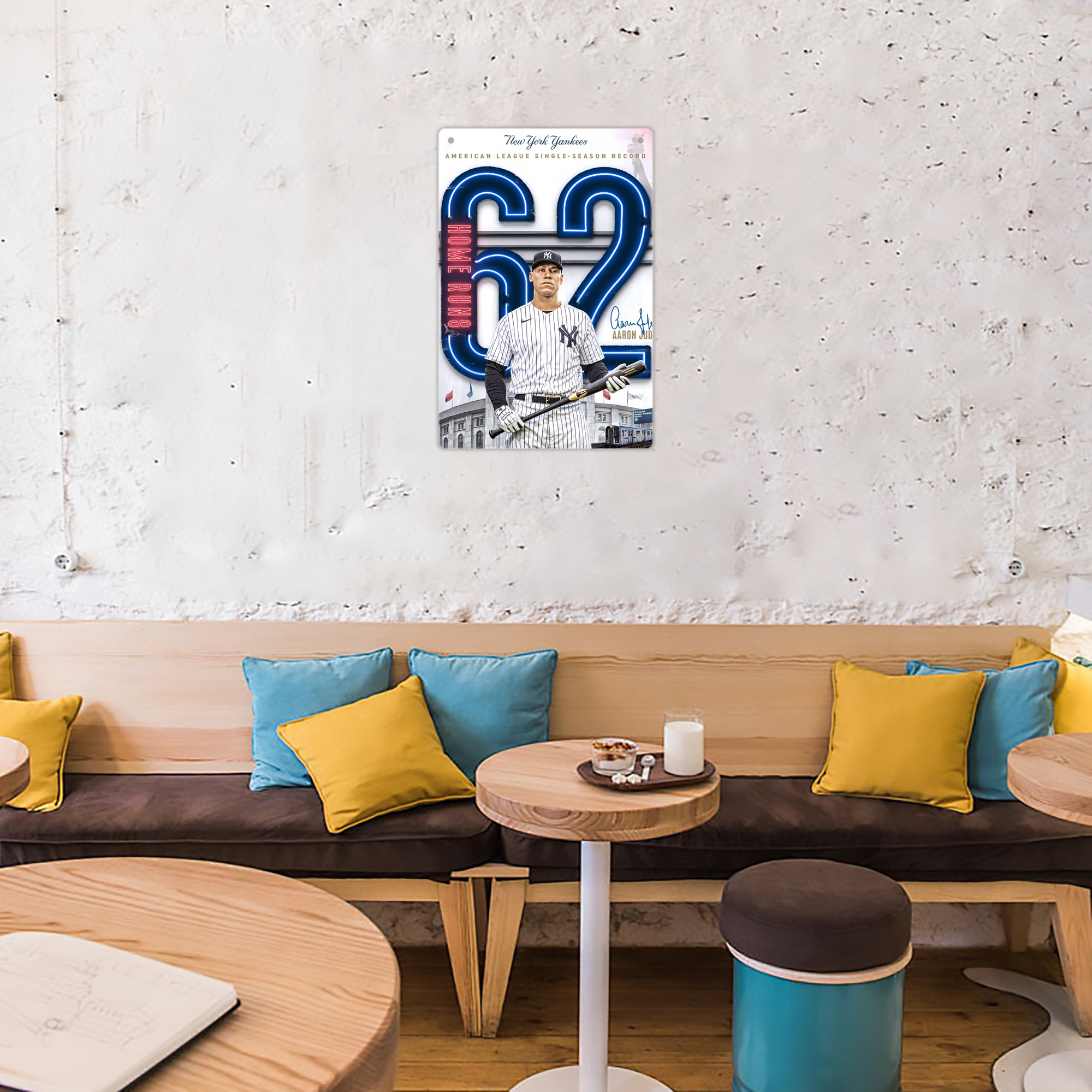 Aaron Judge AL Single Season 62  Home Run Record 8x12inch Vertical Aluminum Sign - Durable Fade-Resistant Indoor/Outdoor Safety & Information Plaque For Office, Hotel, Restaurant, Bar, Public Spaces