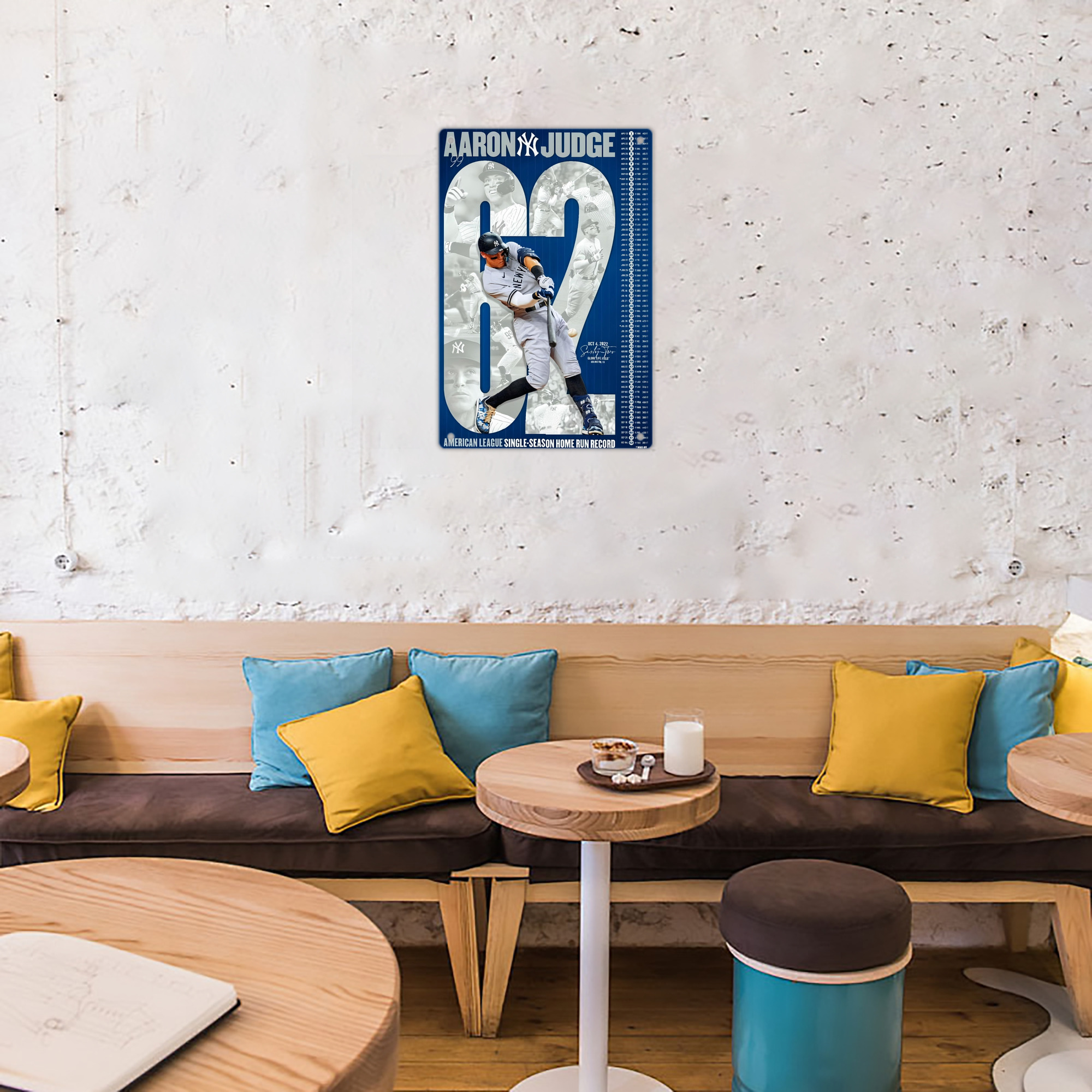 Aaron Judge AL Single Season 62  Home Run Record 8x12inch Vertical Aluminum Sign - Durable Fade-Resistant Indoor/Outdoor Safety & Information Plaque For Office, Hotel, Restaurant, Bar, Public Spaces