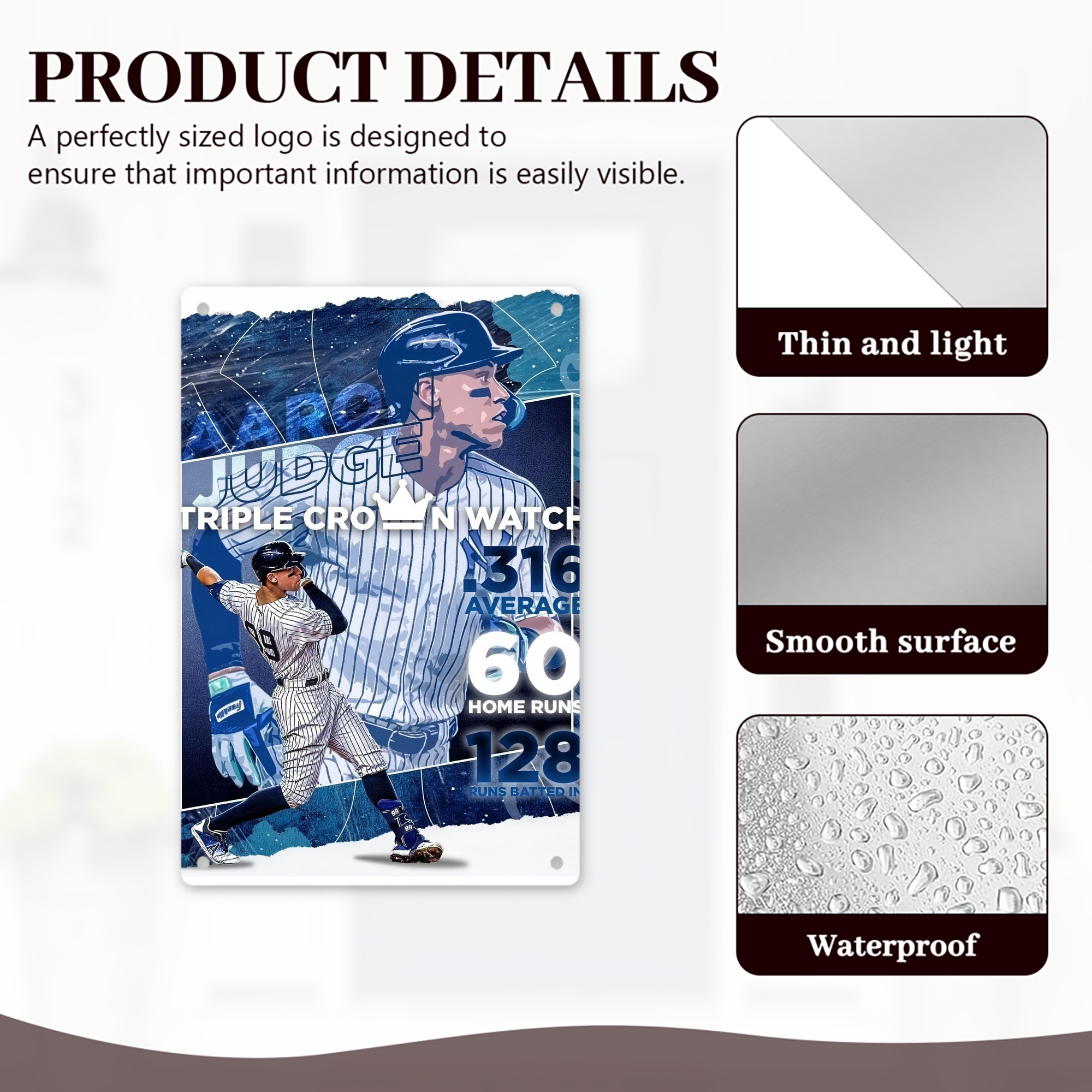 Aaron Judge Triple Crown Watch 8x12inch Vertical Aluminum Sign - Durable Fade-Resistant Indoor/Outdoor Safety & Information Plaque For Office, Hotel, Restaurant, Bar, Public Spaces