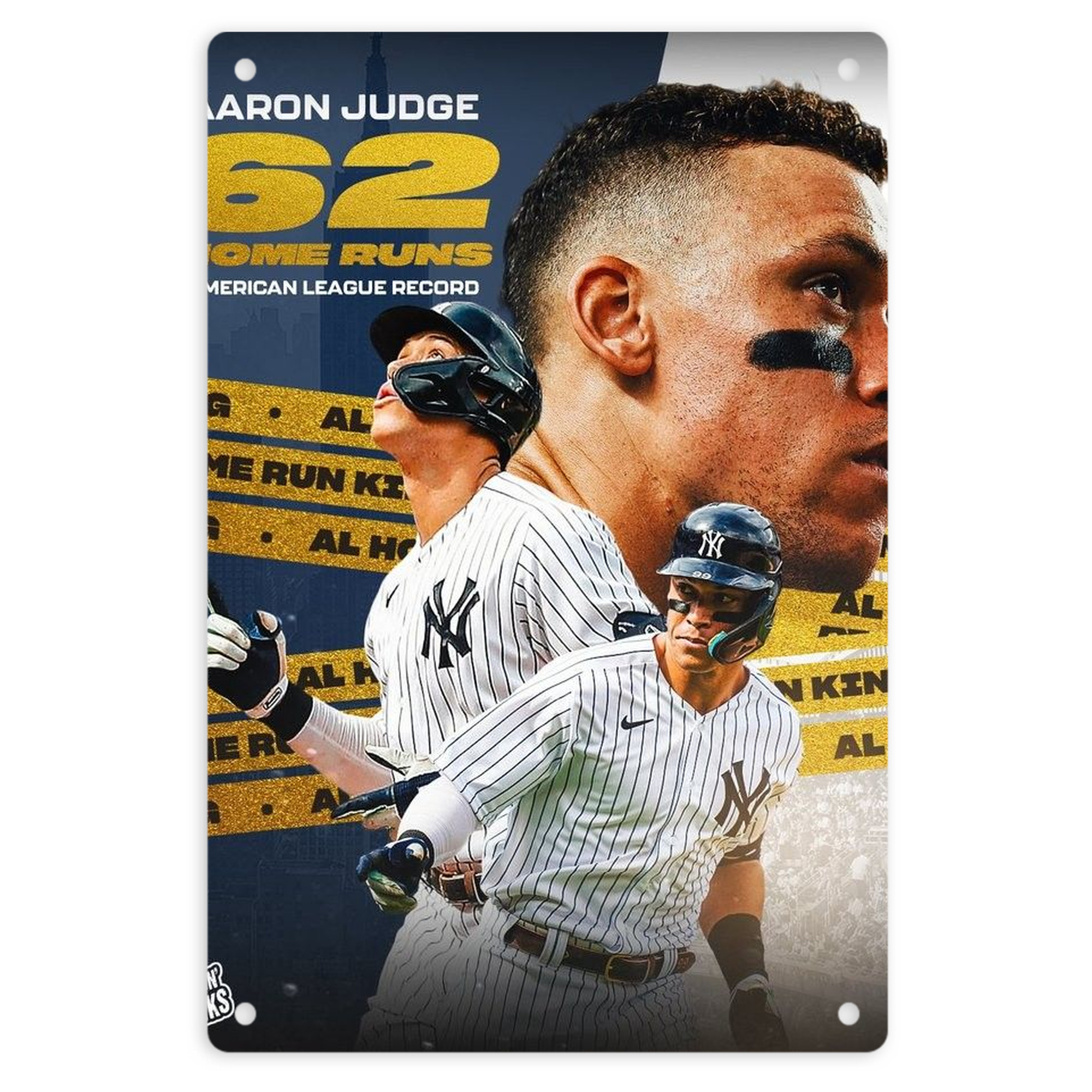 Aaron Judge  62 Home Runs AL Record 8x12inch Vertical Aluminum Sign - Durable Fade-Resistant Indoor/Outdoor Safety & Information Plaque For Office, Hotel, Restaurant, Bar, Public Spaces