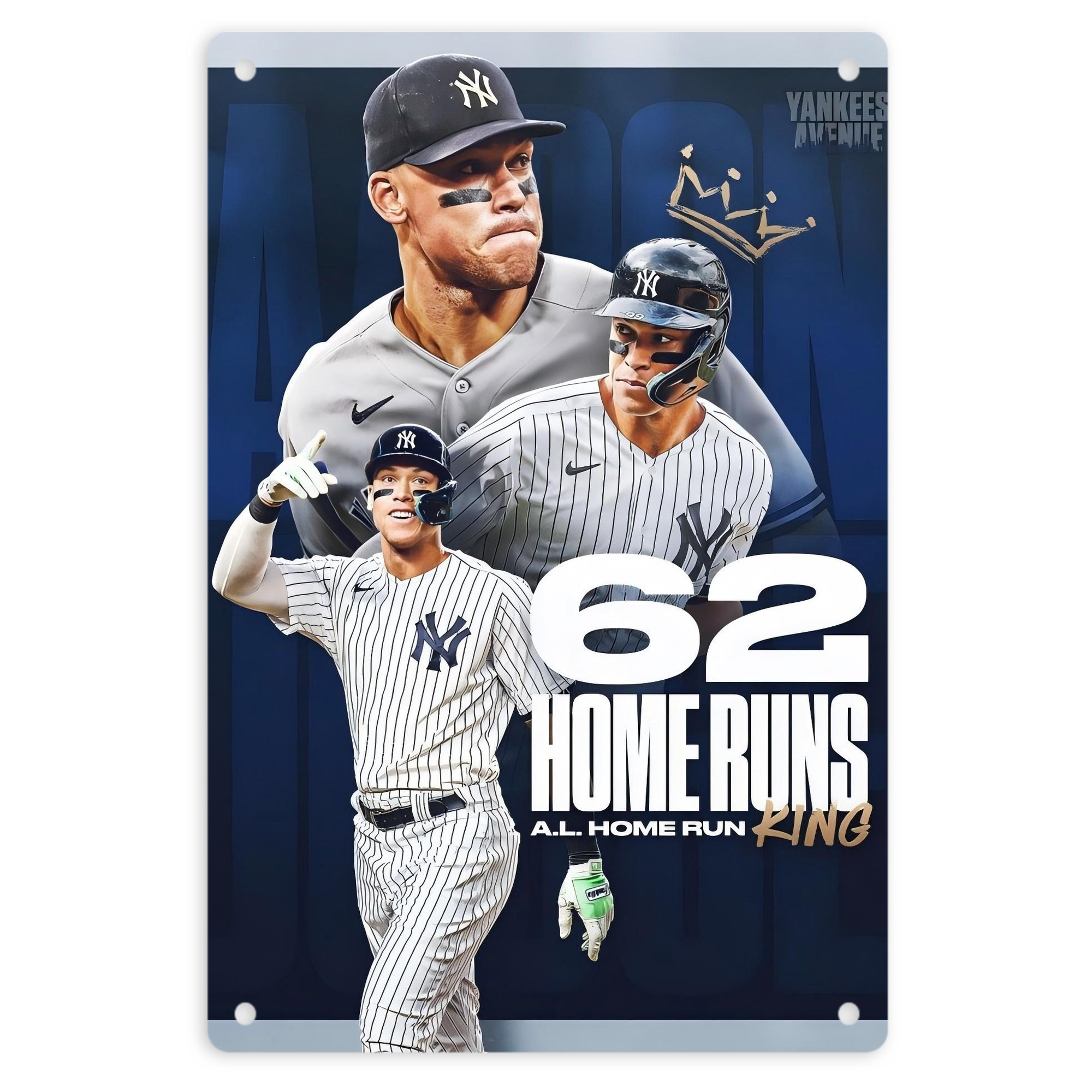 Aaron Judge 62 Home Runs AL Home Run King 8x12inch Vertical Aluminum Sign - Durable Fade-Resistant Indoor/Outdoor Safety & Information Plaque For Office, Hotel, Restaurant, Bar, Public Spaces