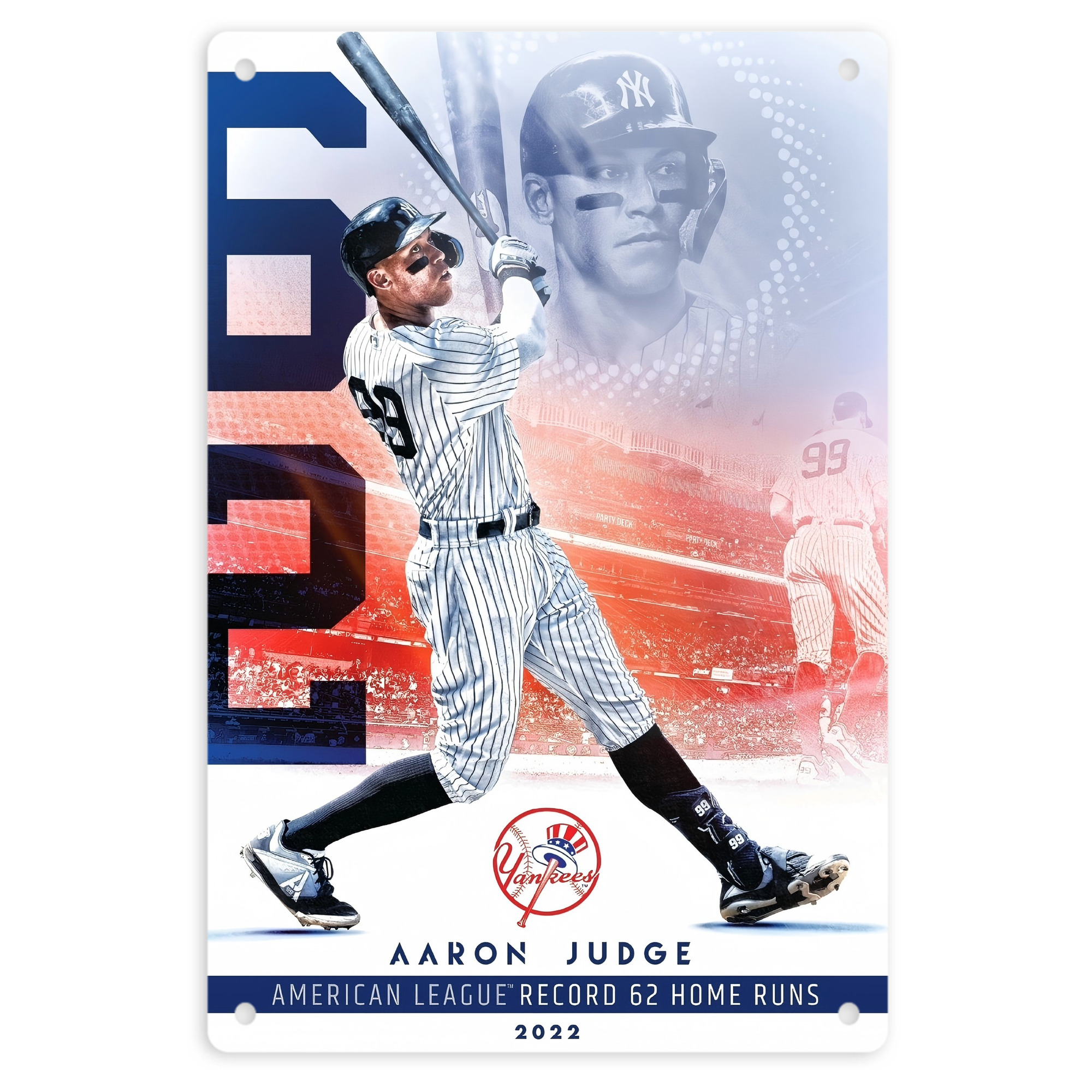 Aaron Judge 62nd Home Run 8x12inch Vertical Aluminum Sign - Durable Fade-Resistant Indoor/Outdoor Safety & Information Plaque For Office, Hotel, Restaurant, Bar, Public Spaces