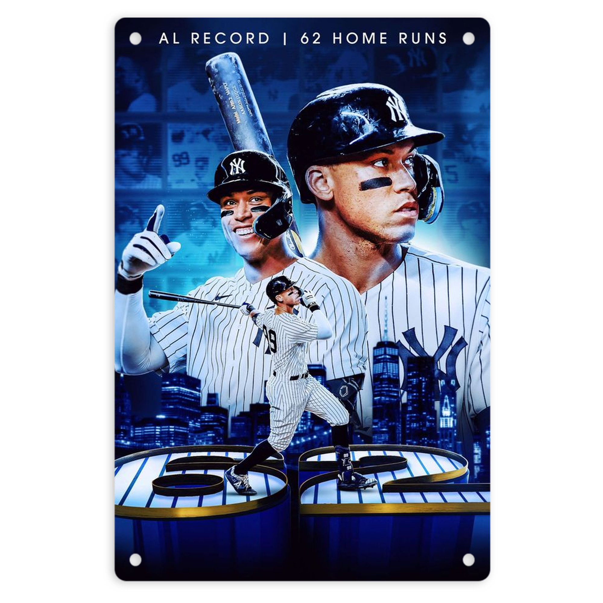 Aaron Judge AL Record 62 Home Runs 8x12inch Vertical Aluminum Sign - Durable Fade-Resistant Indoor/Outdoor Safety & Information Plaque For Office, Hotel, Restaurant, Bar, Public Spaces