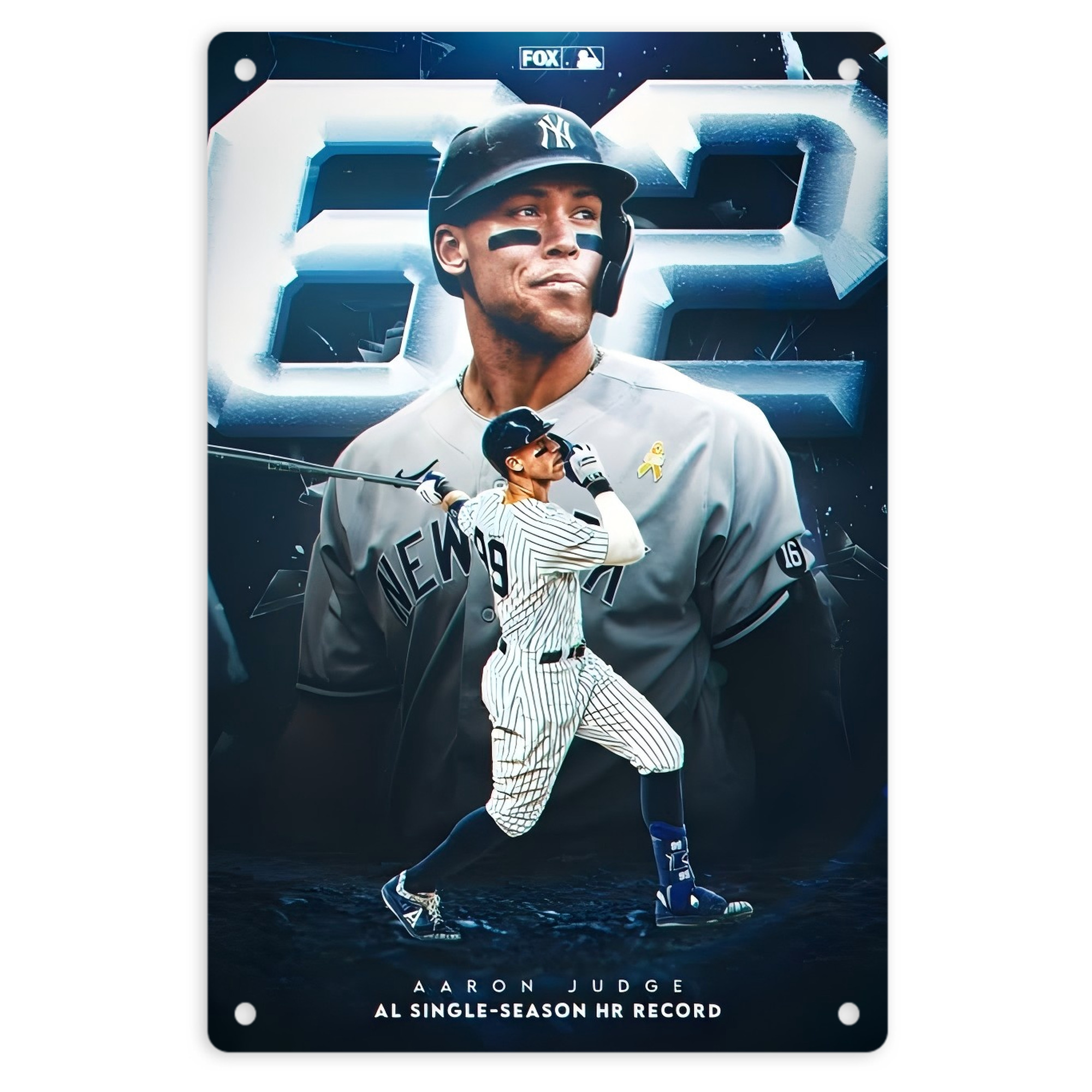 Aaron Judge AL Single Season 62  Home Run Record 8x12inch Vertical Aluminum Sign - Durable Fade-Resistant Indoor/Outdoor Safety & Information Plaque For Office, Hotel, Restaurant, Bar, Public Spaces