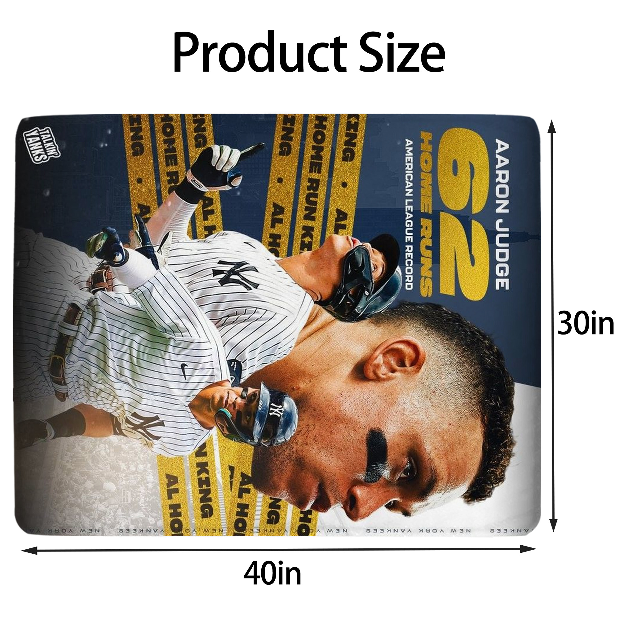 Aaron Judge  62 Home Runs AL Record Soft Plush Fleece Blanket 30x40 Inch - 300GSM Flannel, Ultra Soft & Warm, Lightweight & Durable, Perfect For Kids, Adults, Couch, Bed, Camping, Travel, Gift For Family & Friends