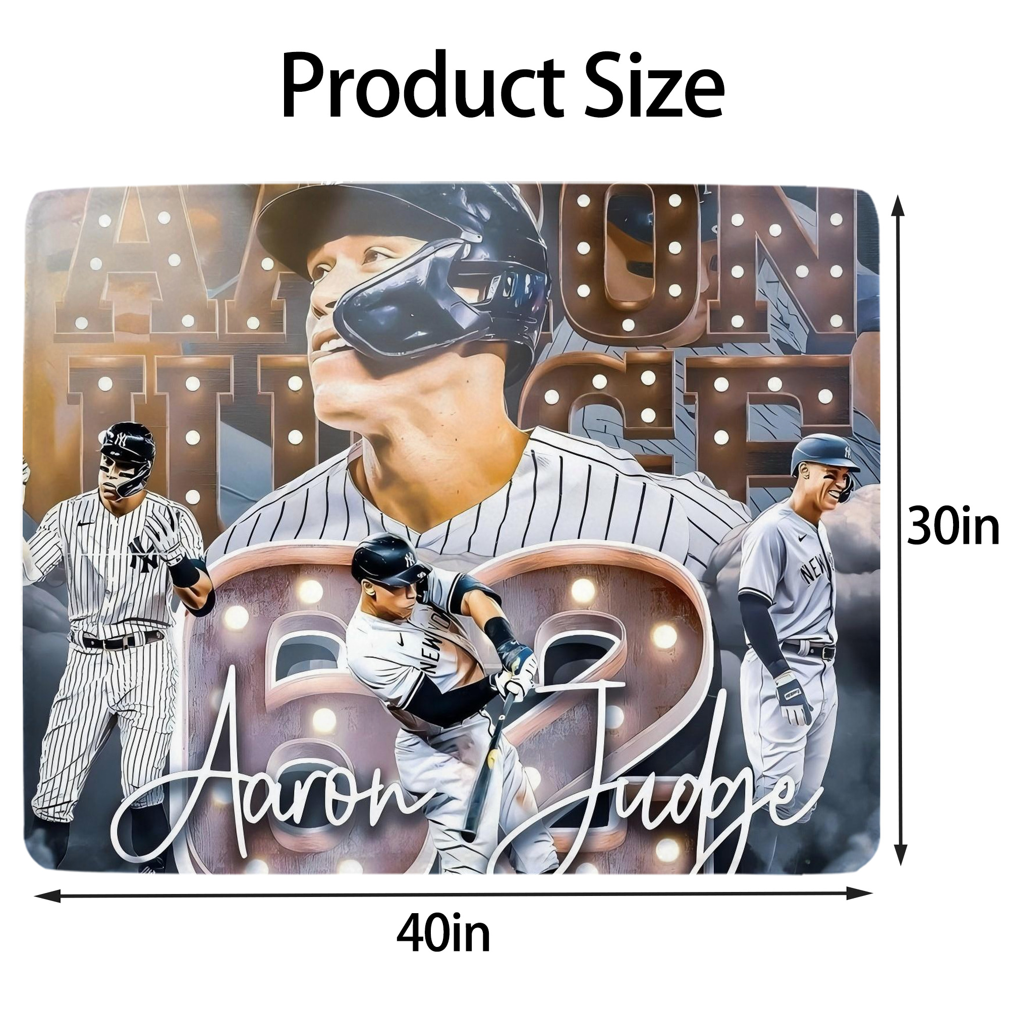 Aaron Judge 62 Home Runs Soft Plush Fleece Blanket 30x40 Inch - 300GSM Flannel, Ultra Soft & Warm, Lightweight & Durable, Perfect For Kids, Adults, Couch, Bed, Camping, Travel, Gift For Family & Friends