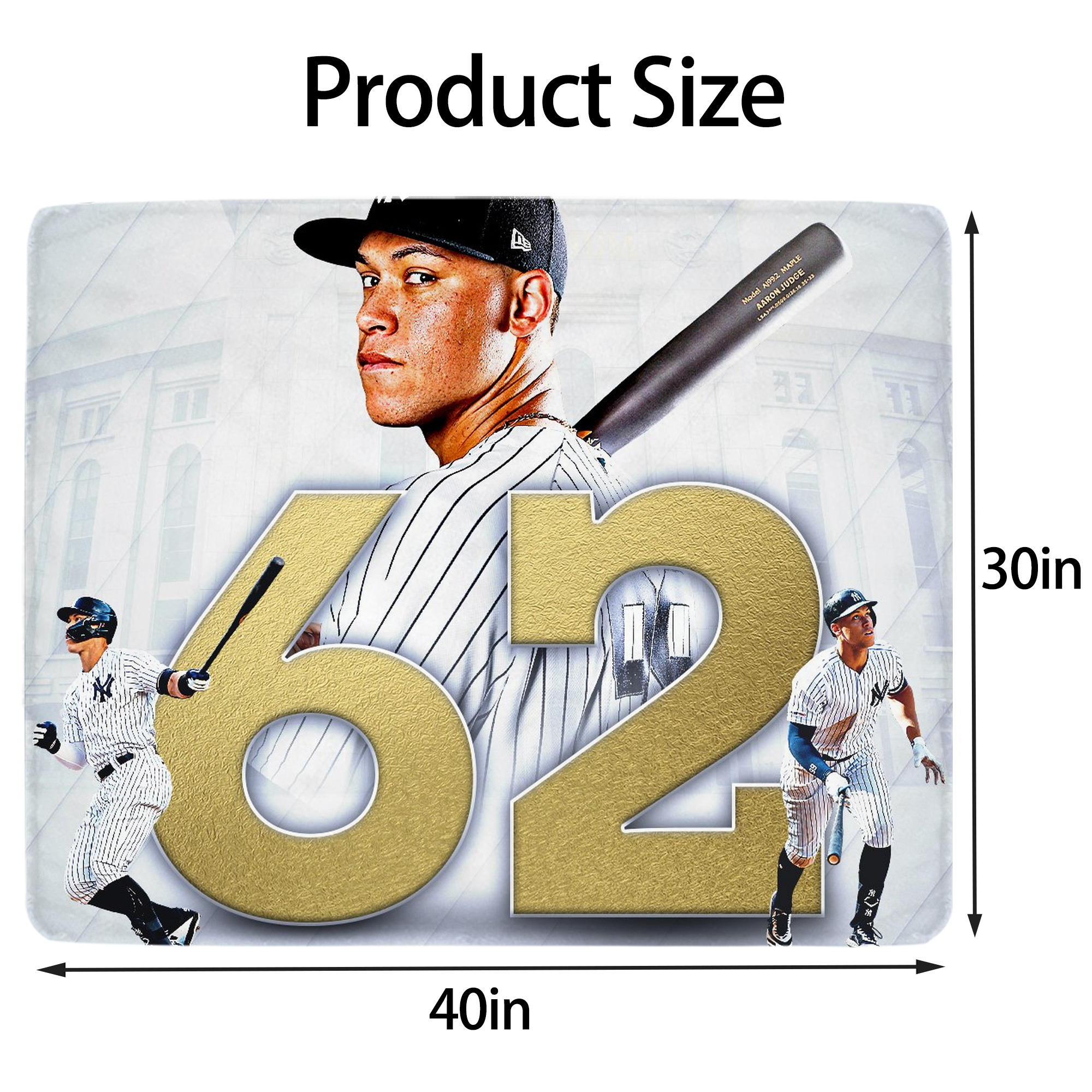 aaron judge 62nd home run Soft Plush Fleece Blanket 30x40 Inch - 300GSM Flannel, Ultra Soft & Warm, Lightweight & Durable, Perfect For Kids, Adults, Couch, Bed, Camping, Travel, Gift For Family & Friends