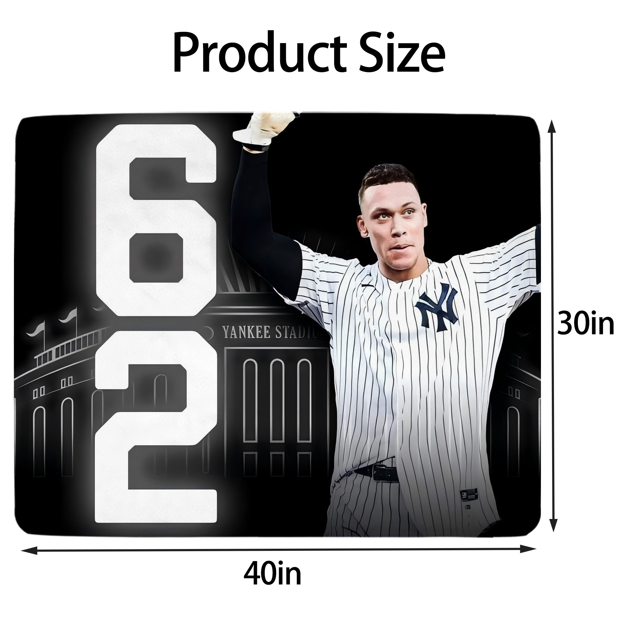 Aaron Judge 62nd Home Run Soft Plush Fleece Blanket 30x40 Inch - 300GSM Flannel, Ultra Soft & Warm, Lightweight & Durable, Perfect For Kids, Adults, Couch, Bed, Camping, Travel, Gift For Family & Friends