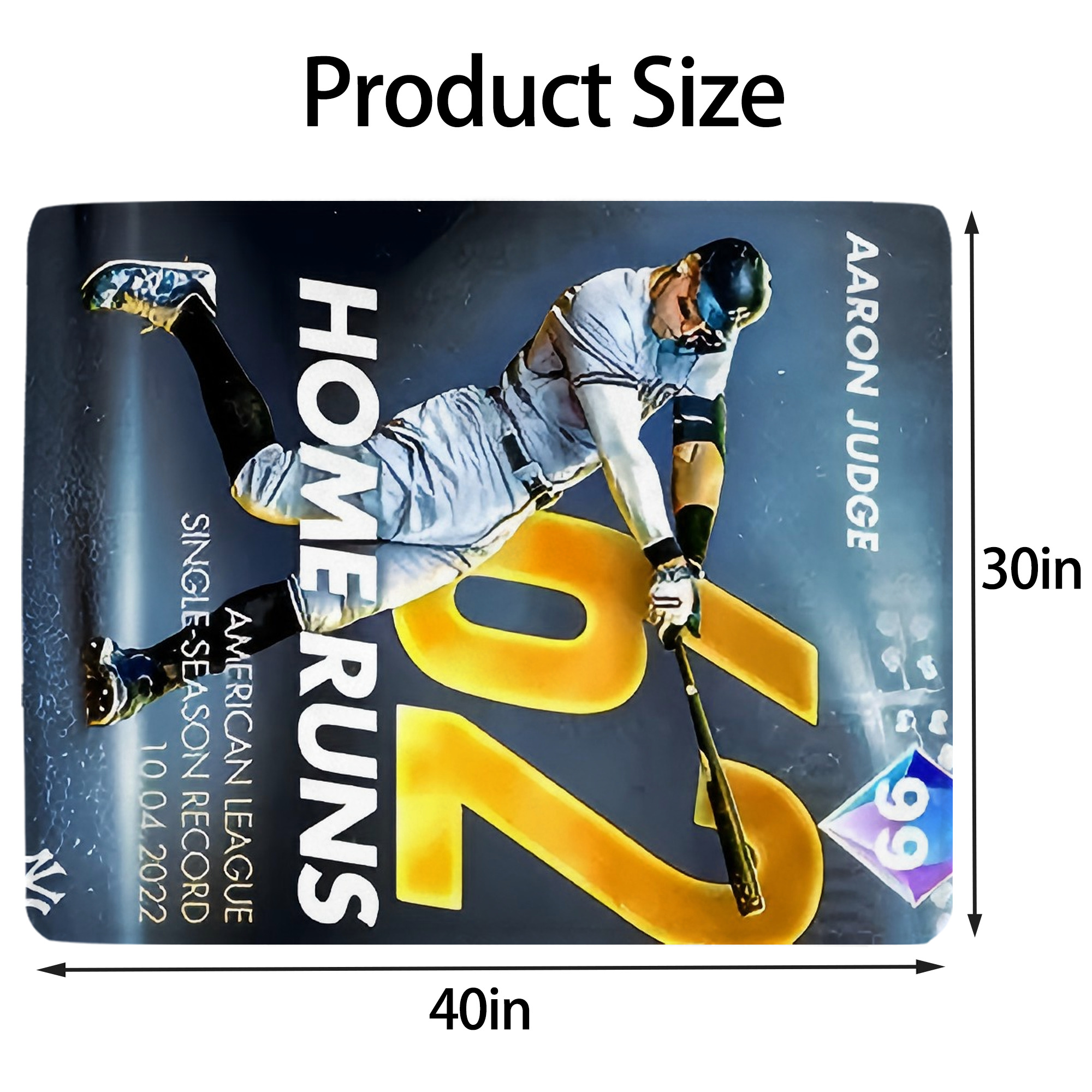 Aaron Judge 62nd Home Run Milestone Soft Plush Fleece Blanket 30x40 Inch - 300GSM Flannel, Ultra Soft & Warm, Lightweight & Durable, Perfect For Kids, Adults, Couch, Bed, Camping, Travel, Gift For Family & Friends