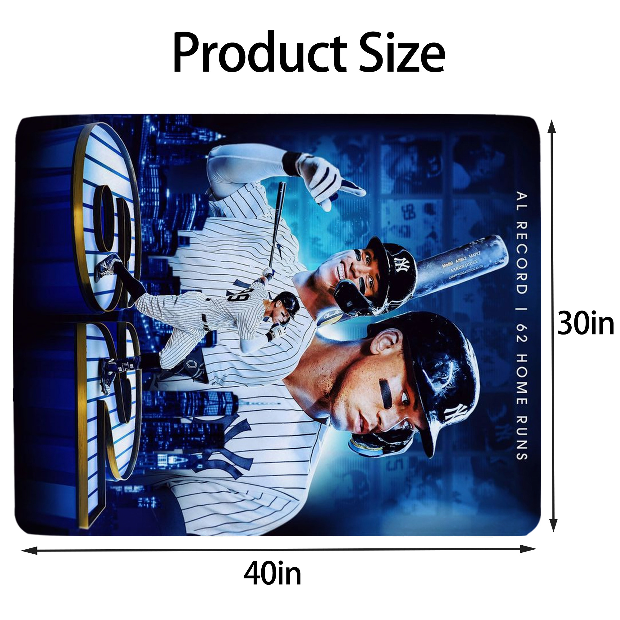Aaron Judge AL Record 62 Home Runs Soft Plush Fleece Blanket 30x40 Inch - 300GSM Flannel, Ultra Soft & Warm, Lightweight & Durable, Perfect For Kids, Adults, Couch, Bed, Camping, Travel, Gift For Family & Friends