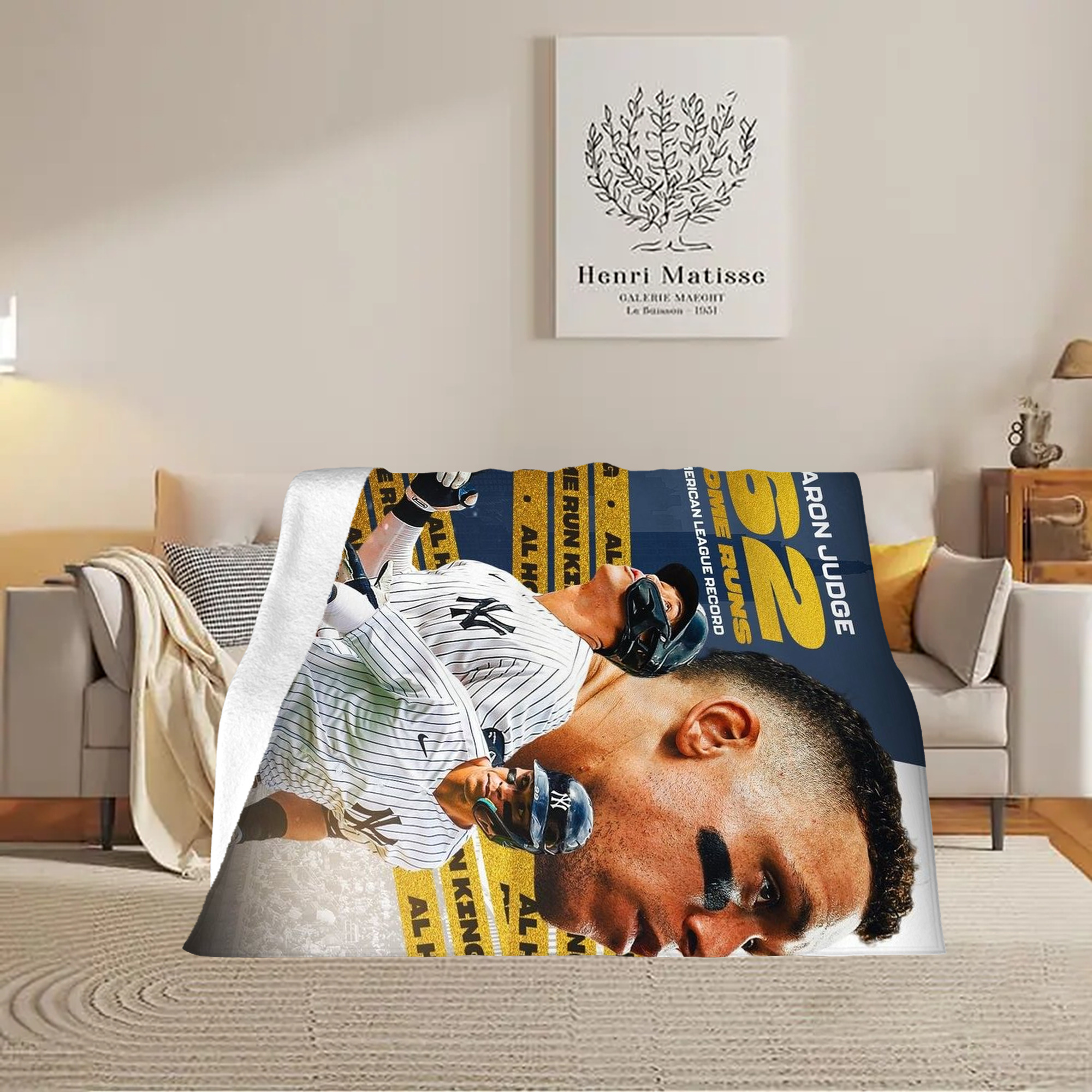 Aaron Judge  62 Home Runs AL Record Soft Plush Fleece Blanket 30x40 Inch - 300GSM Flannel, Ultra Soft & Warm, Lightweight & Durable, Perfect For Kids, Adults, Couch, Bed, Camping, Travel, Gift For Family & Friends
