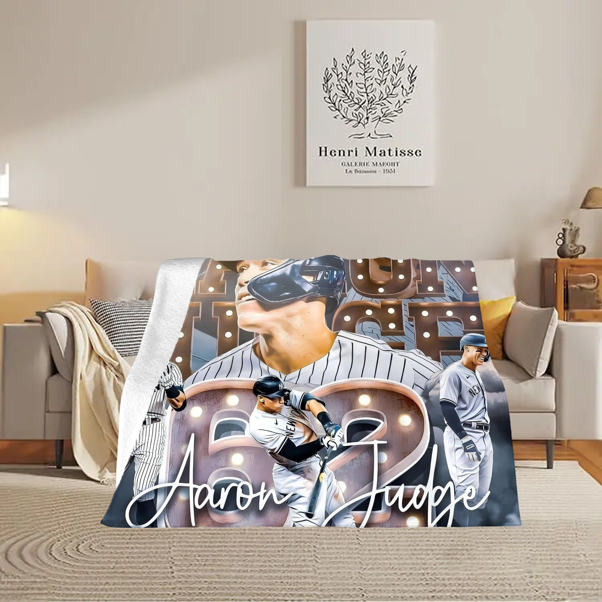 Aaron Judge 62 Home Runs Soft Plush Fleece Blanket 30x40 Inch - 300GSM Flannel, Ultra Soft & Warm, Lightweight & Durable, Perfect For Kids, Adults, Couch, Bed, Camping, Travel, Gift For Family & Friends