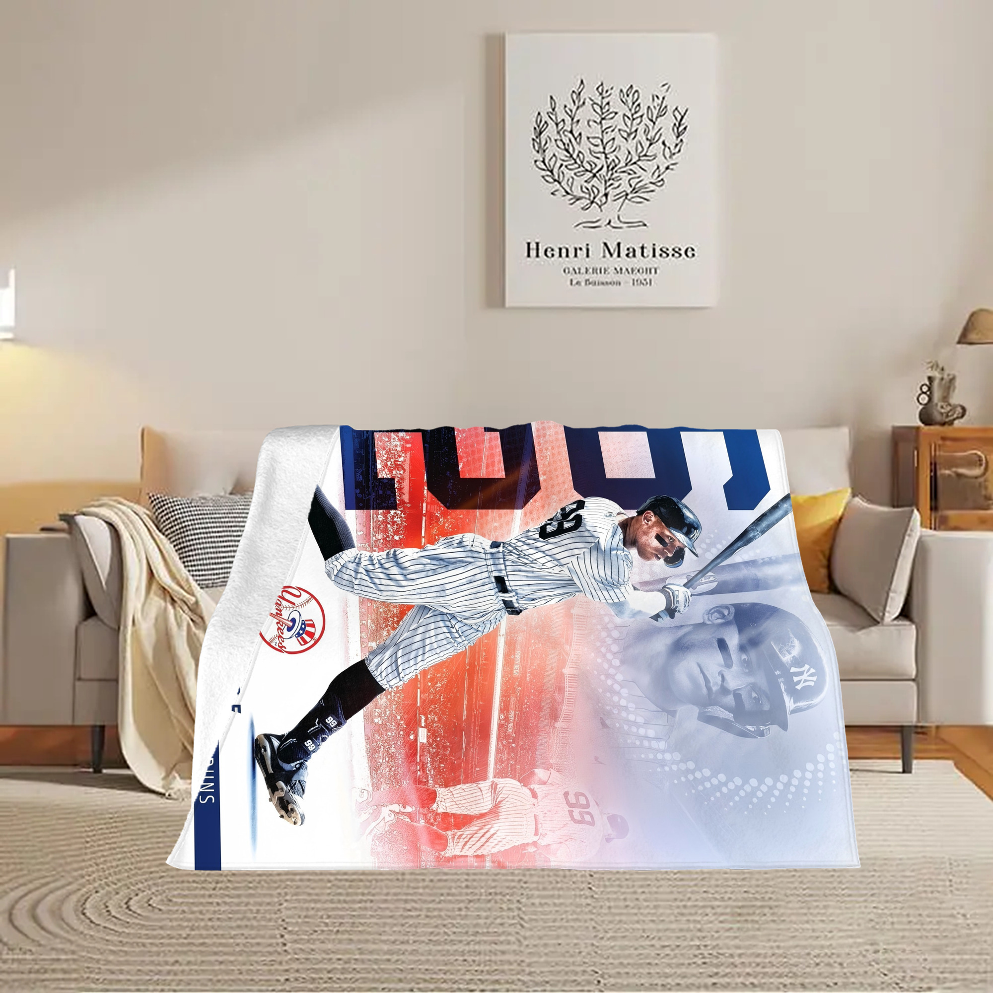 Aaron Judge 62nd Home Run Soft Plush Fleece Blanket 30x40 Inch - 300GSM Flannel, Ultra Soft & Warm, Lightweight & Durable, Perfect For Kids, Adults, Couch, Bed, Camping, Travel, Gift For Family & Friends