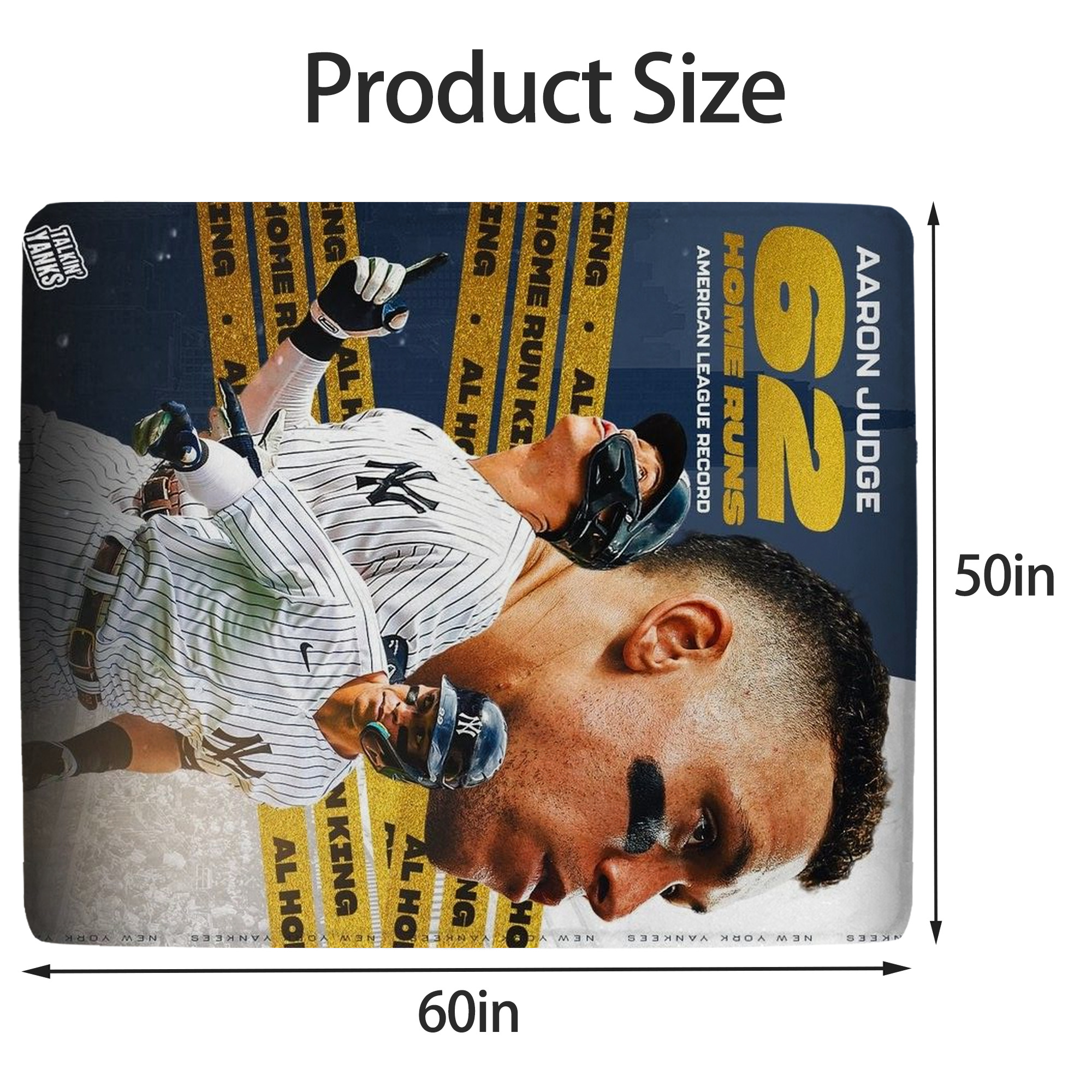 Aaron Judge  62 Home Runs AL Record Soft Fleece Throw Blanket 50 X 60 Inch – Super Soft, Lightweight, And Durable – Perfect For Sofa, Bed, Camping, And More – Ideal Gift For Family And Friends