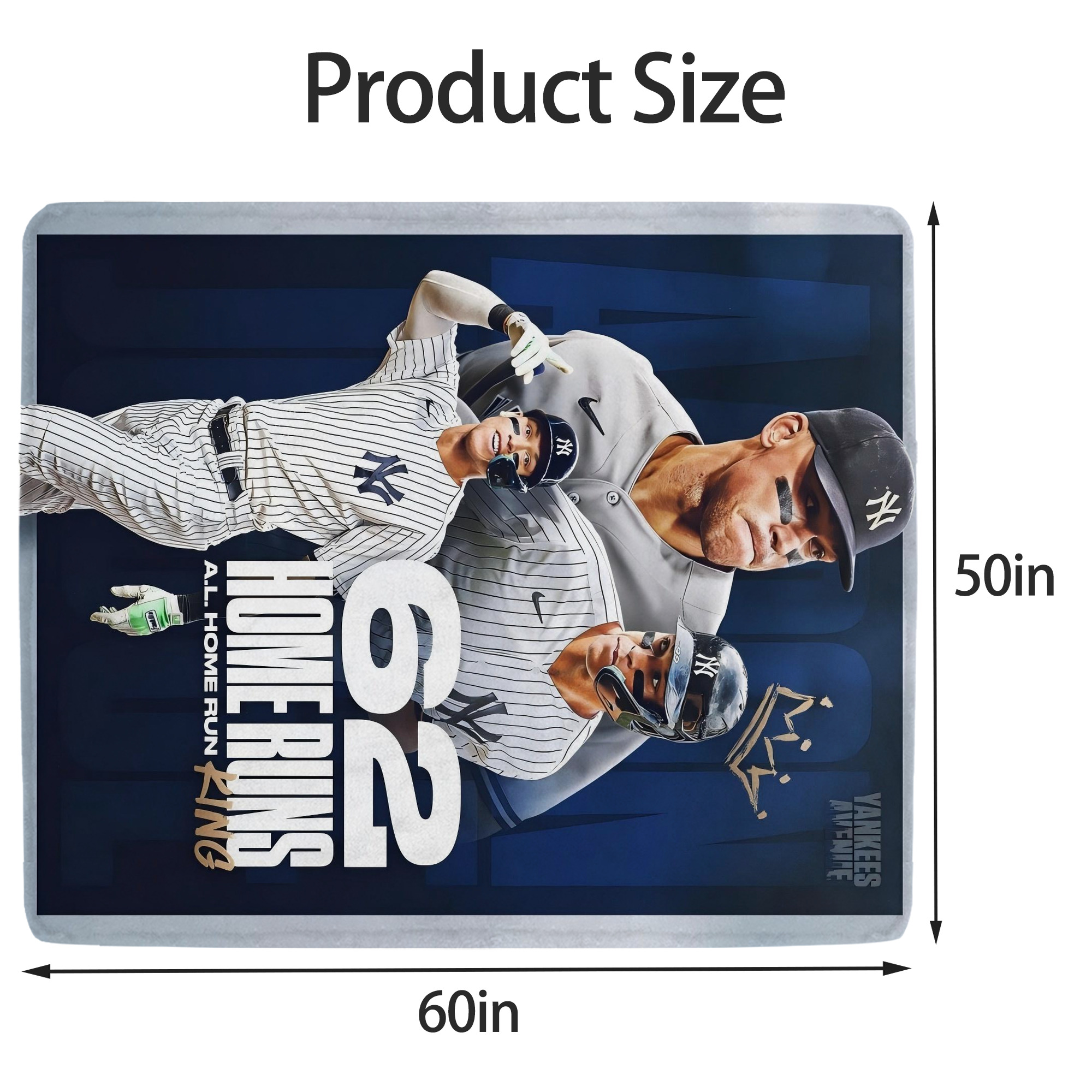 Aaron Judge 62 Home Runs AL Home Run King Soft Fleece Throw Blanket 50 X 60 Inch – Super Soft, Lightweight, And Durable – Perfect For Sofa, Bed, Camping, And More – Ideal Gift For Family And Friends