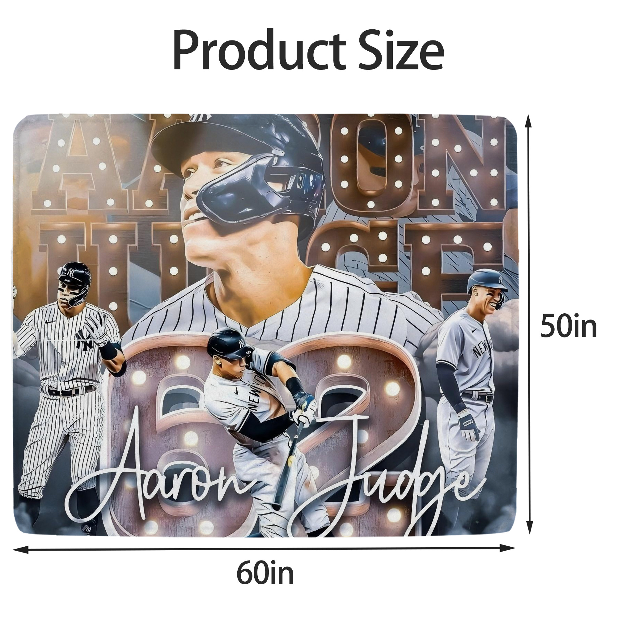 Aaron Judge 62 Home Runs Soft Fleece Throw Blanket 50 X 60 Inch – Super Soft, Lightweight, And Durable – Perfect For Sofa, Bed, Camping, And More – Ideal Gift For Family And Friends