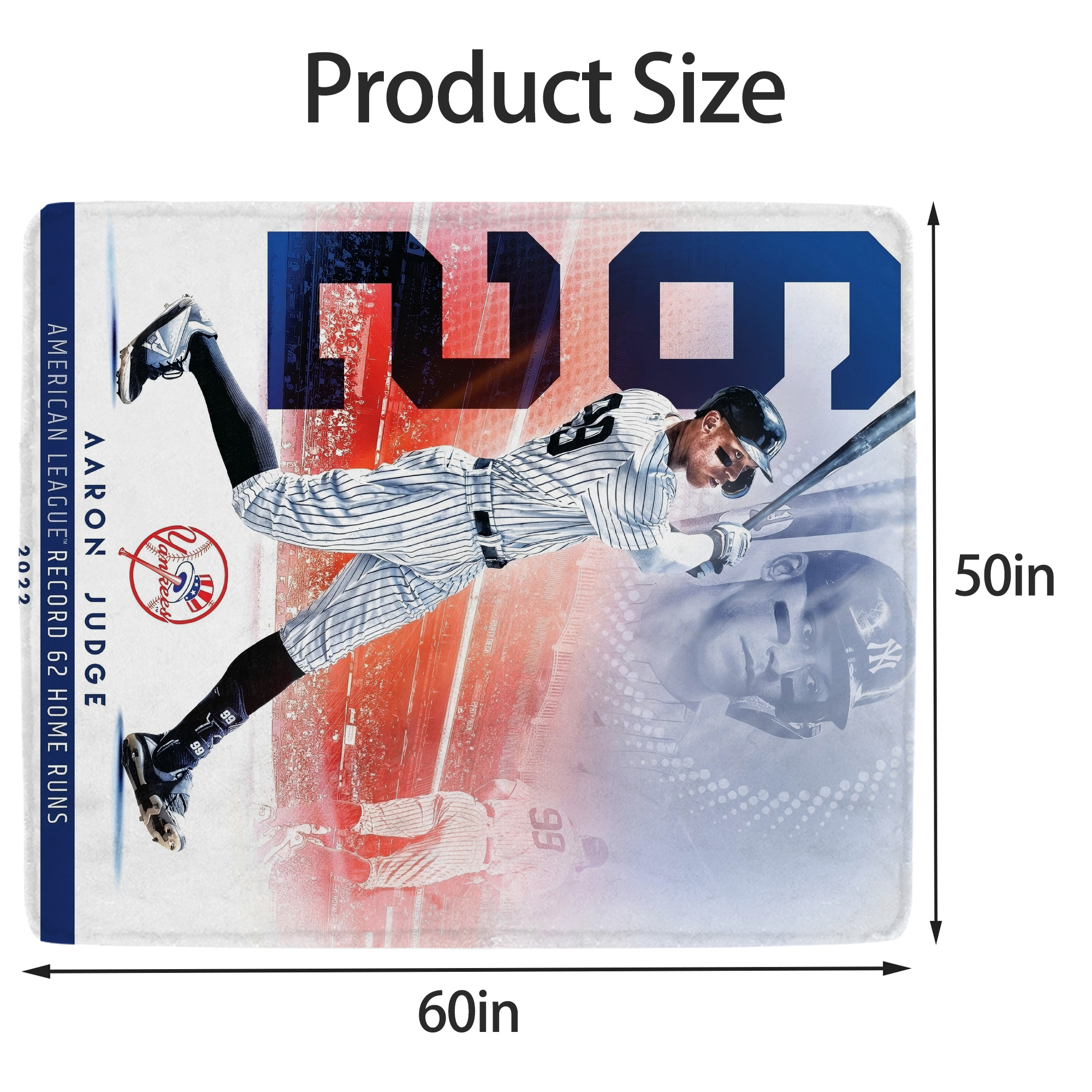 Aaron Judge 62nd Home Run Soft Fleece Throw Blanket 50 X 60 Inch – Super Soft, Lightweight, And Durable – Perfect For Sofa, Bed, Camping, And More – Ideal Gift For Family And Friends