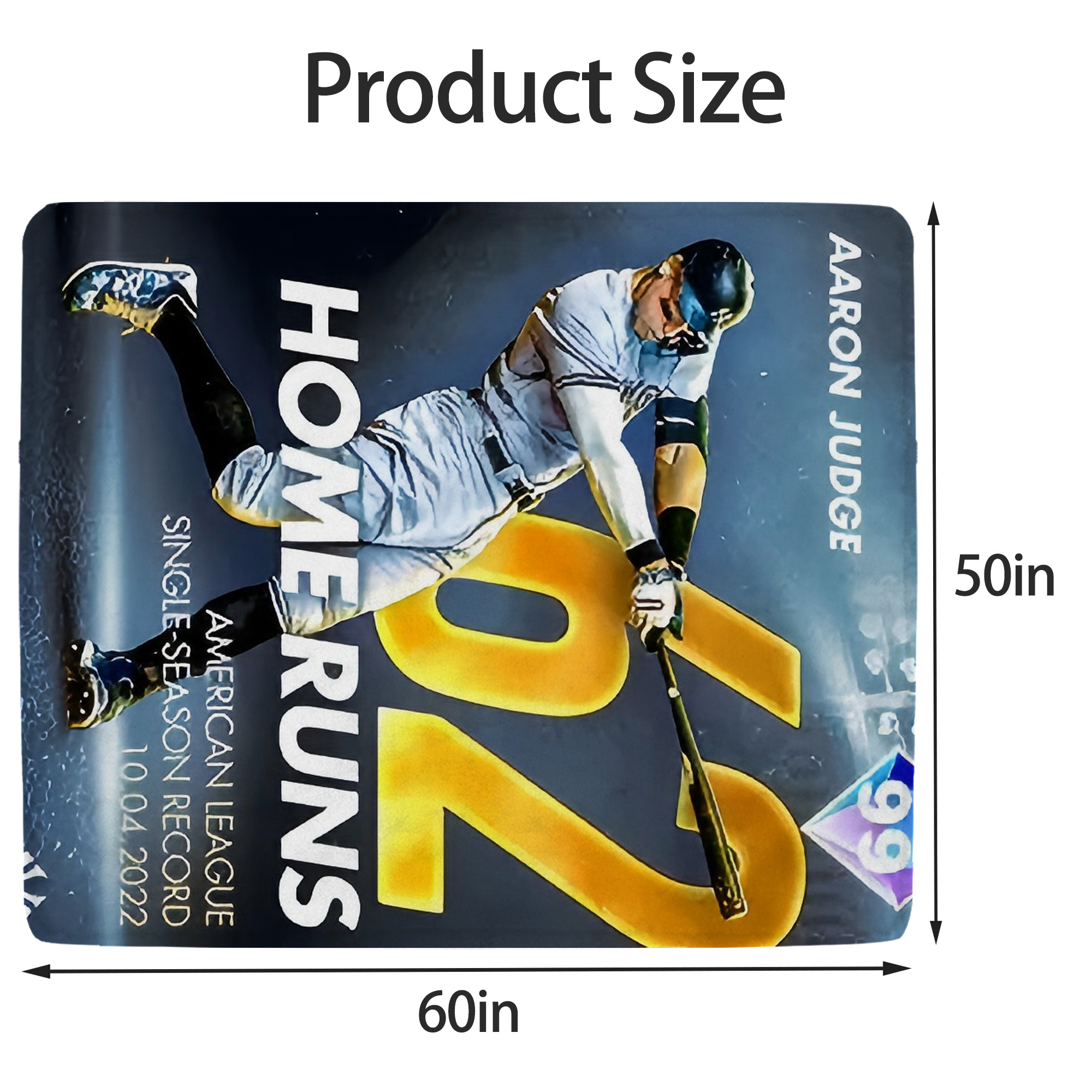 Aaron Judge 62nd Home Run Milestone Soft Fleece Throw Blanket 50 X 60 Inch – Super Soft, Lightweight, And Durable – Perfect For Sofa, Bed, Camping, And More – Ideal Gift For Family And Friends