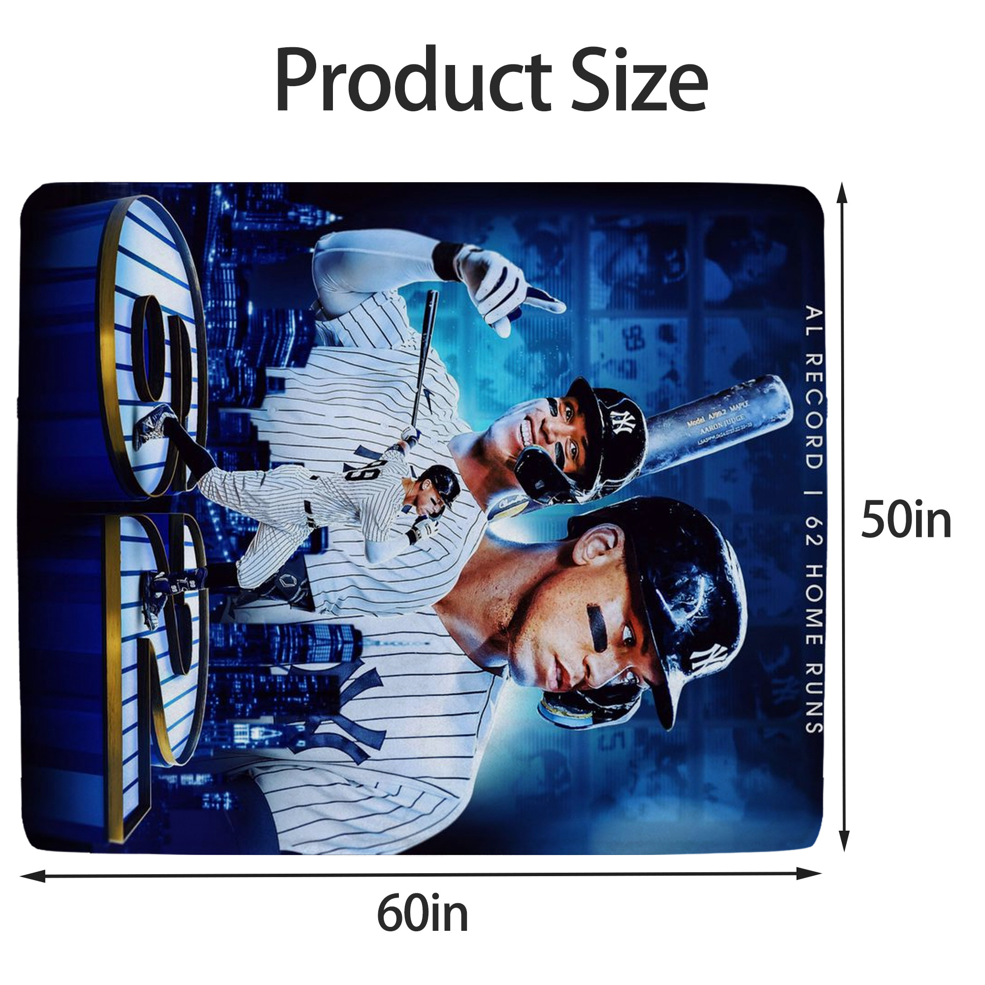 Aaron Judge AL Record 62 Home Runs Soft Fleece Throw Blanket 50 X 60 Inch – Super Soft, Lightweight, And Durable – Perfect For Sofa, Bed, Camping, And More – Ideal Gift For Family And Friends