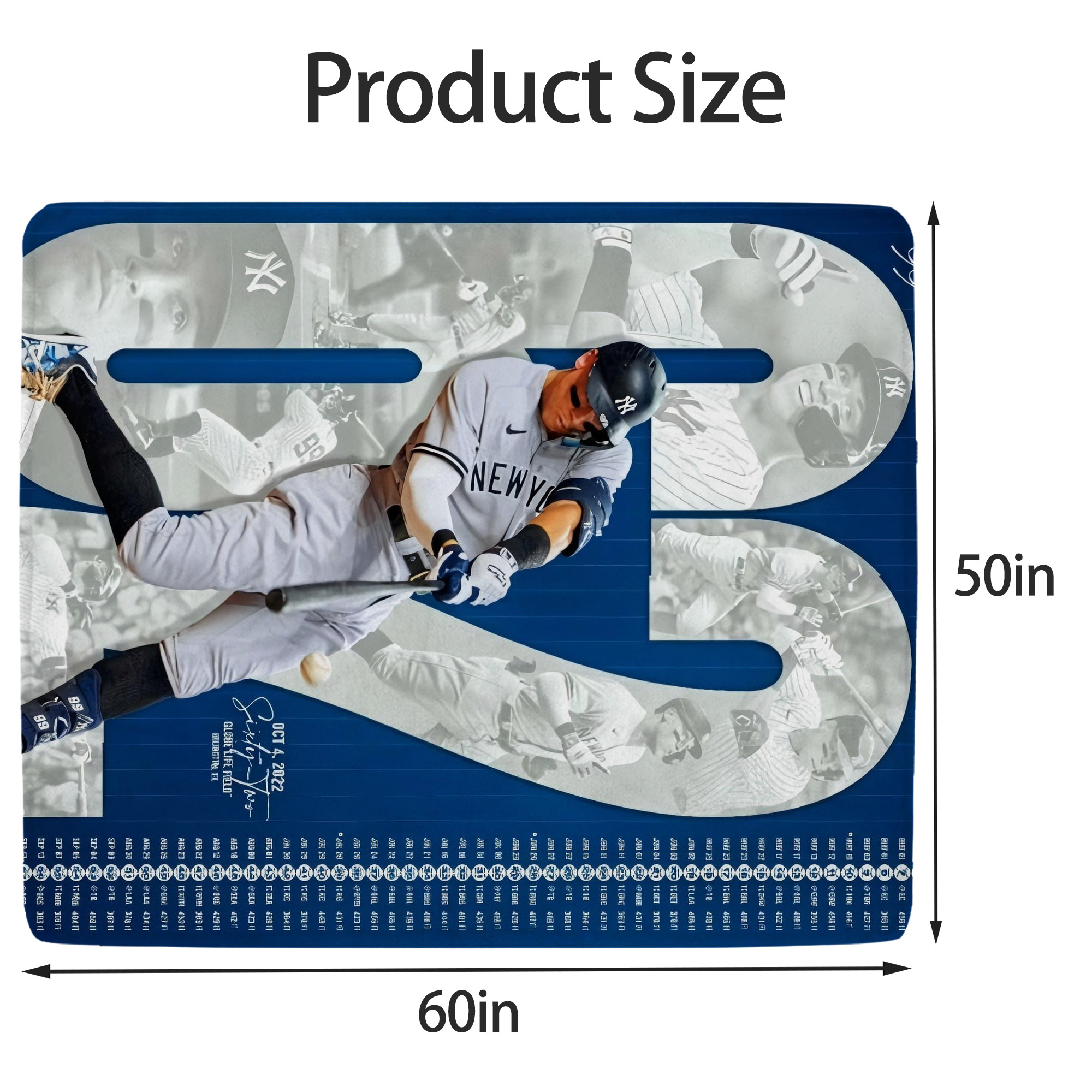 Aaron Judge AL Single Season 62  Home Run Record Soft Fleece Throw Blanket 50 X 60 Inch – Super Soft, Lightweight, And Durable – Perfect For Sofa, Bed, Camping, And More – Ideal Gift For Family And Friends