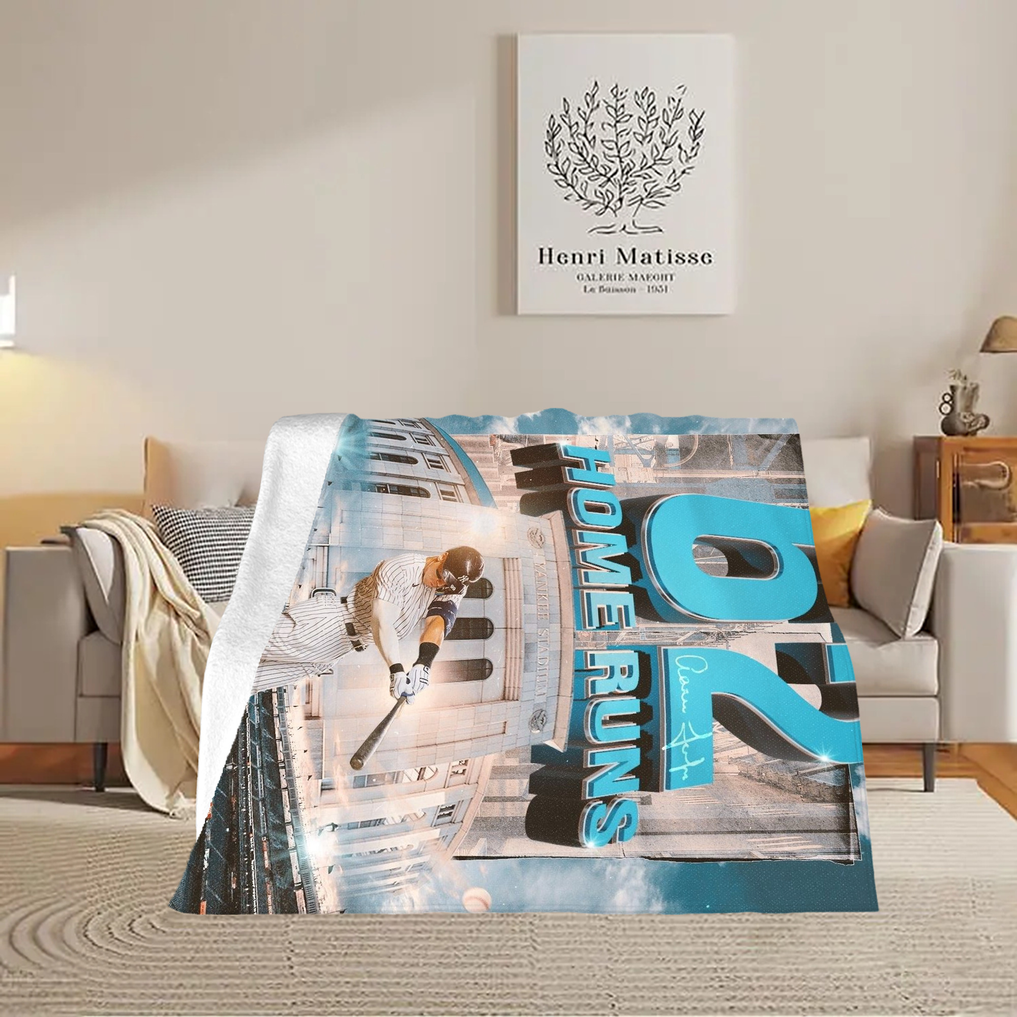 Aaron Judge 62 Home Runs Soft Fleece Throw Blanket 50 X 60 Inch – Super Soft, Lightweight, And Durable – Perfect For Sofa, Bed, Camping, And More – Ideal Gift For Family And Friends