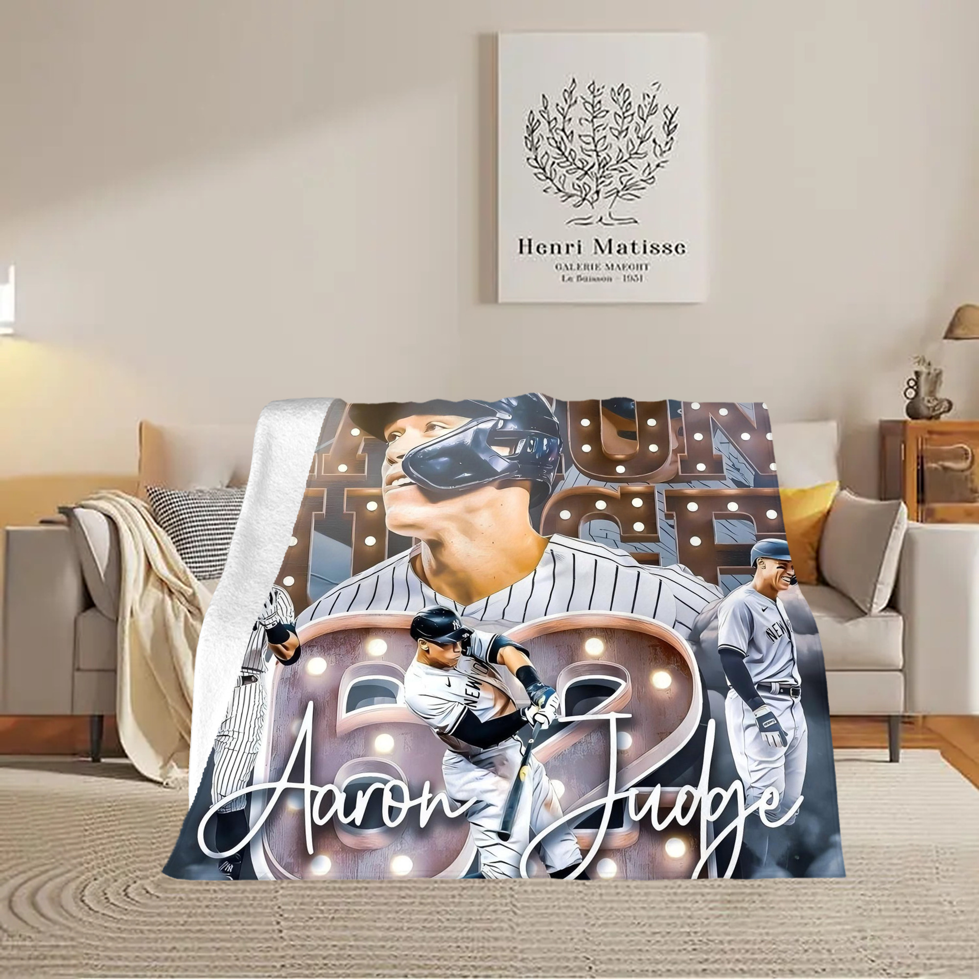 Aaron Judge 62 Home Runs Soft Fleece Throw Blanket 50 X 60 Inch – Super Soft, Lightweight, And Durable – Perfect For Sofa, Bed, Camping, And More – Ideal Gift For Family And Friends