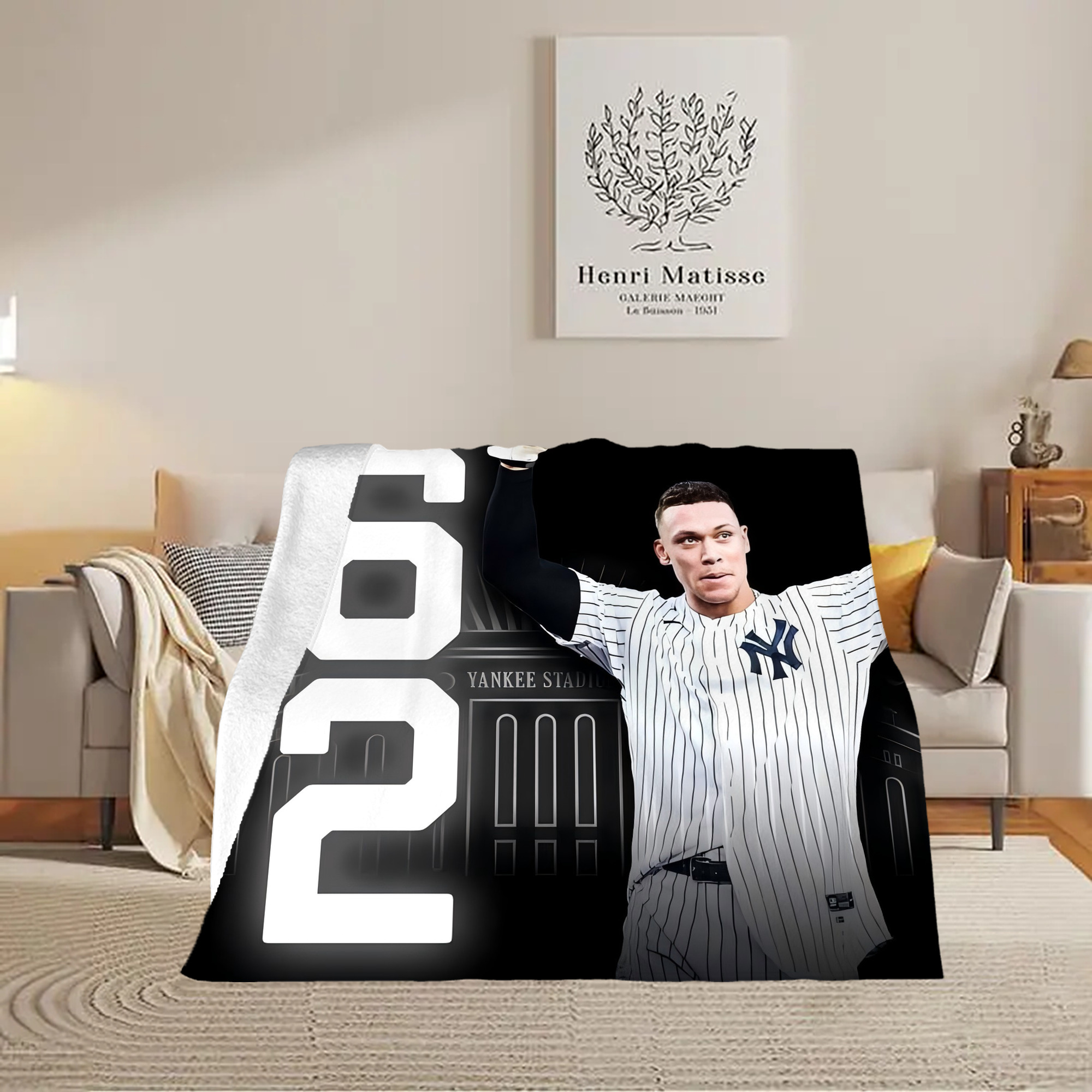 Aaron Judge 62nd Home Run Soft Fleece Throw Blanket 50 X 60 Inch – Super Soft, Lightweight, And Durable – Perfect For Sofa, Bed, Camping, And More – Ideal Gift For Family And Friends