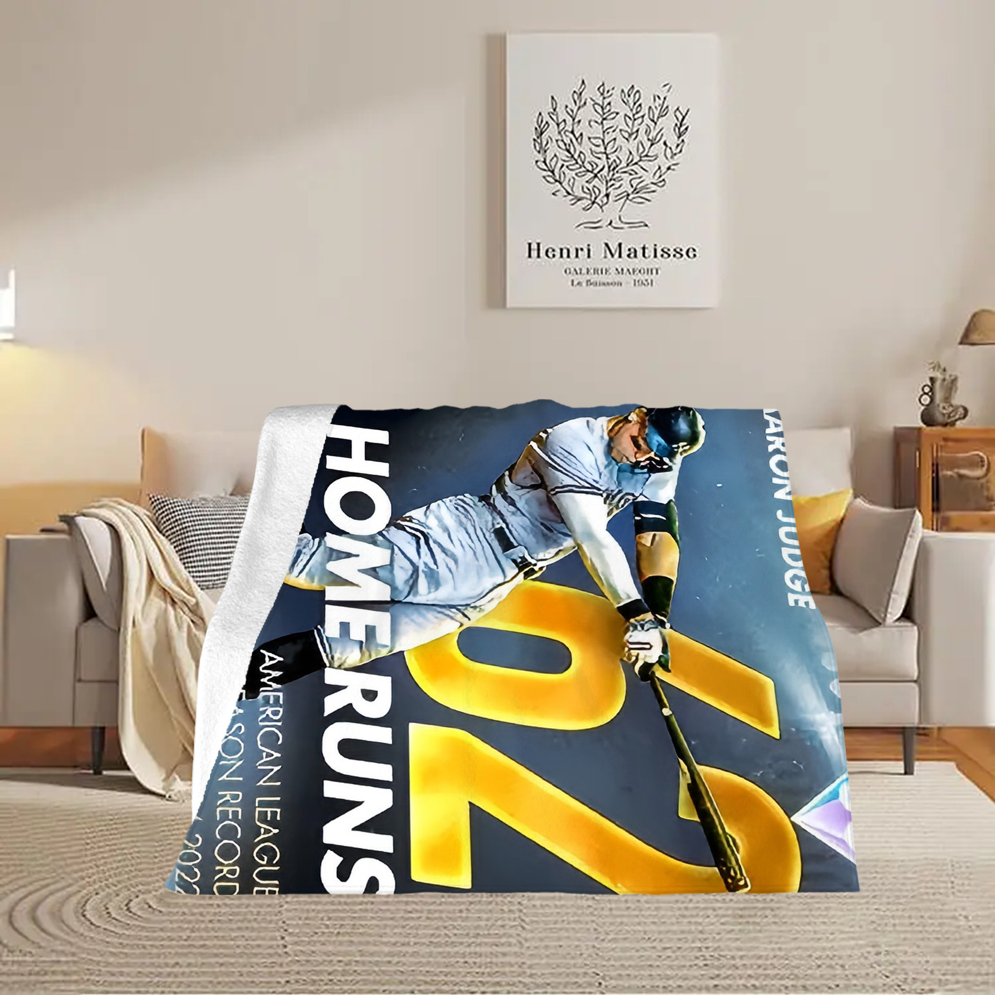 Aaron Judge 62nd Home Run Milestone Soft Fleece Throw Blanket 50 X 60 Inch – Super Soft, Lightweight, And Durable – Perfect For Sofa, Bed, Camping, And More – Ideal Gift For Family And Friends