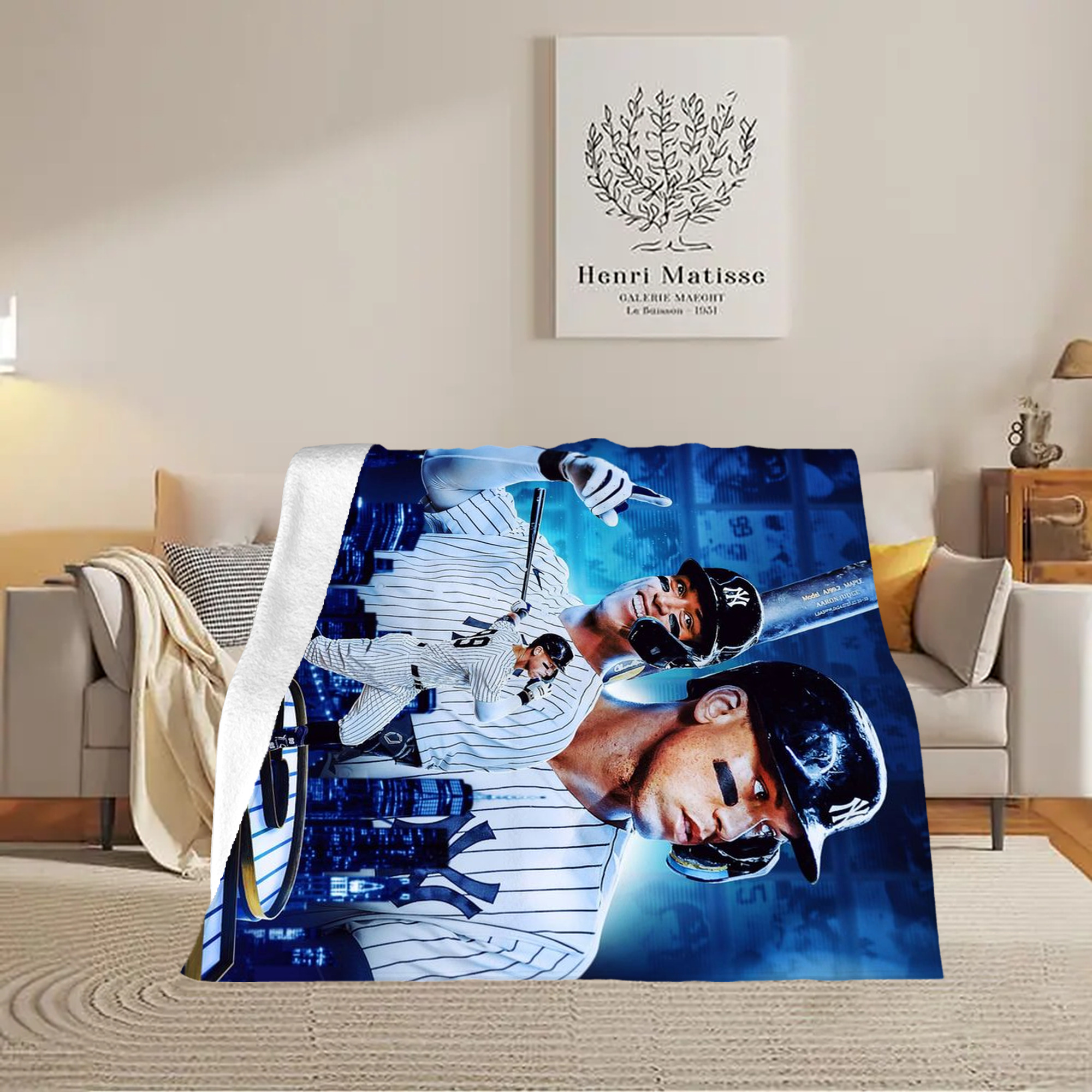 Aaron Judge AL Record 62 Home Runs Soft Fleece Throw Blanket 50 X 60 Inch – Super Soft, Lightweight, And Durable – Perfect For Sofa, Bed, Camping, And More – Ideal Gift For Family And Friends