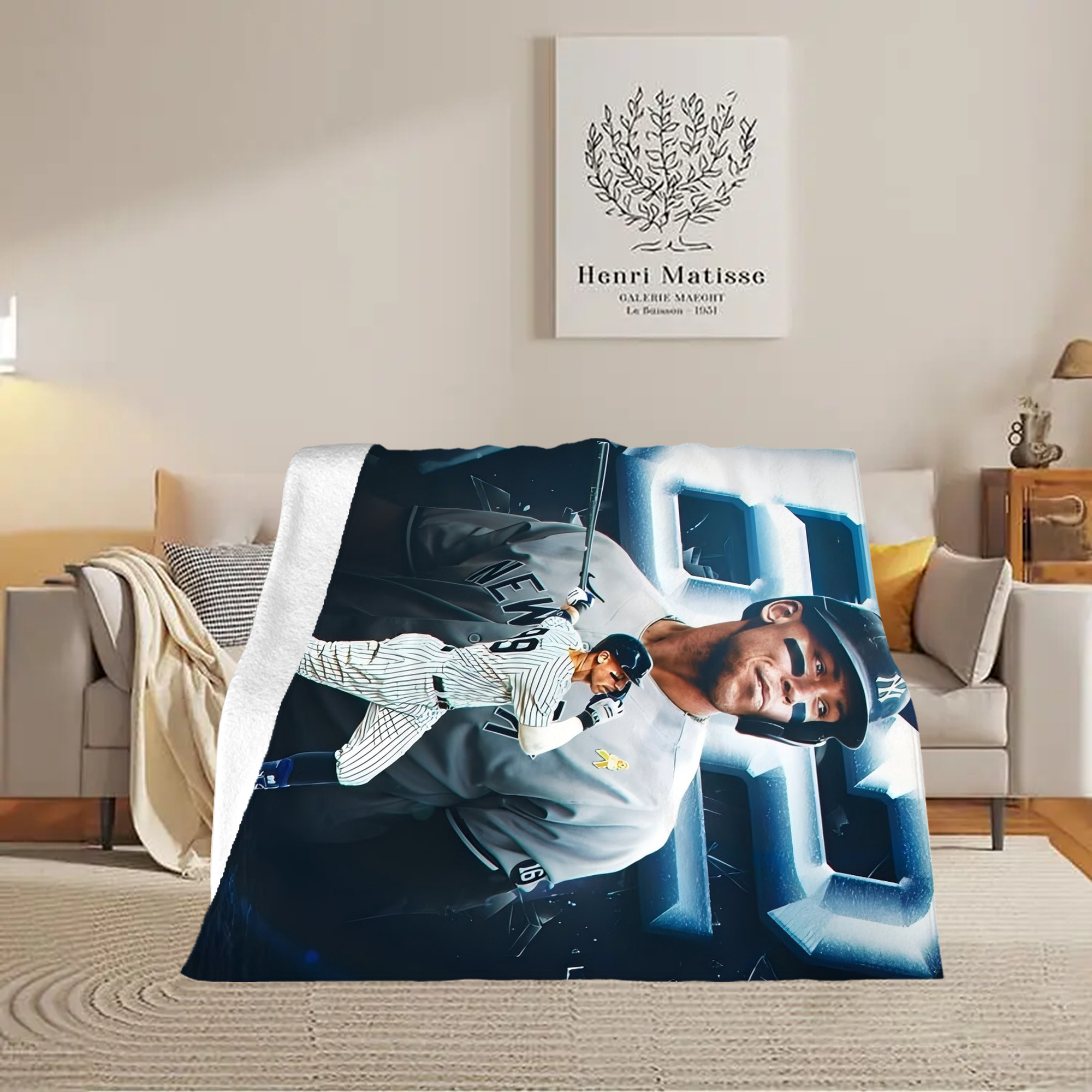Aaron Judge AL Single Season 62  Home Run Record Soft Fleece Throw Blanket 50 X 60 Inch – Super Soft, Lightweight, And Durable – Perfect For Sofa, Bed, Camping, And More – Ideal Gift For Family And Friends