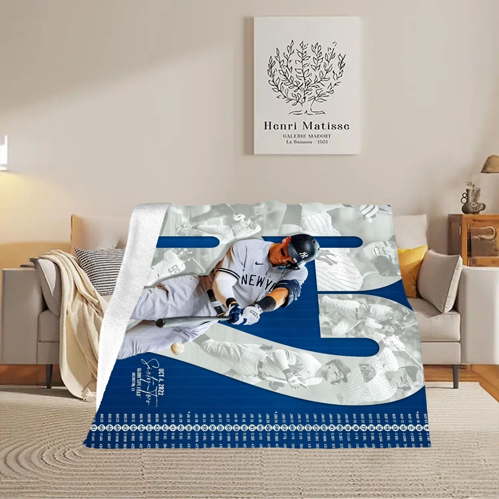 Aaron Judge AL Single Season 62  Home Run Record Soft Fleece Throw Blanket 50 X 60 Inch – Super Soft, Lightweight, And Durable – Perfect For Sofa, Bed, Camping, And More – Ideal Gift For Family And Friends