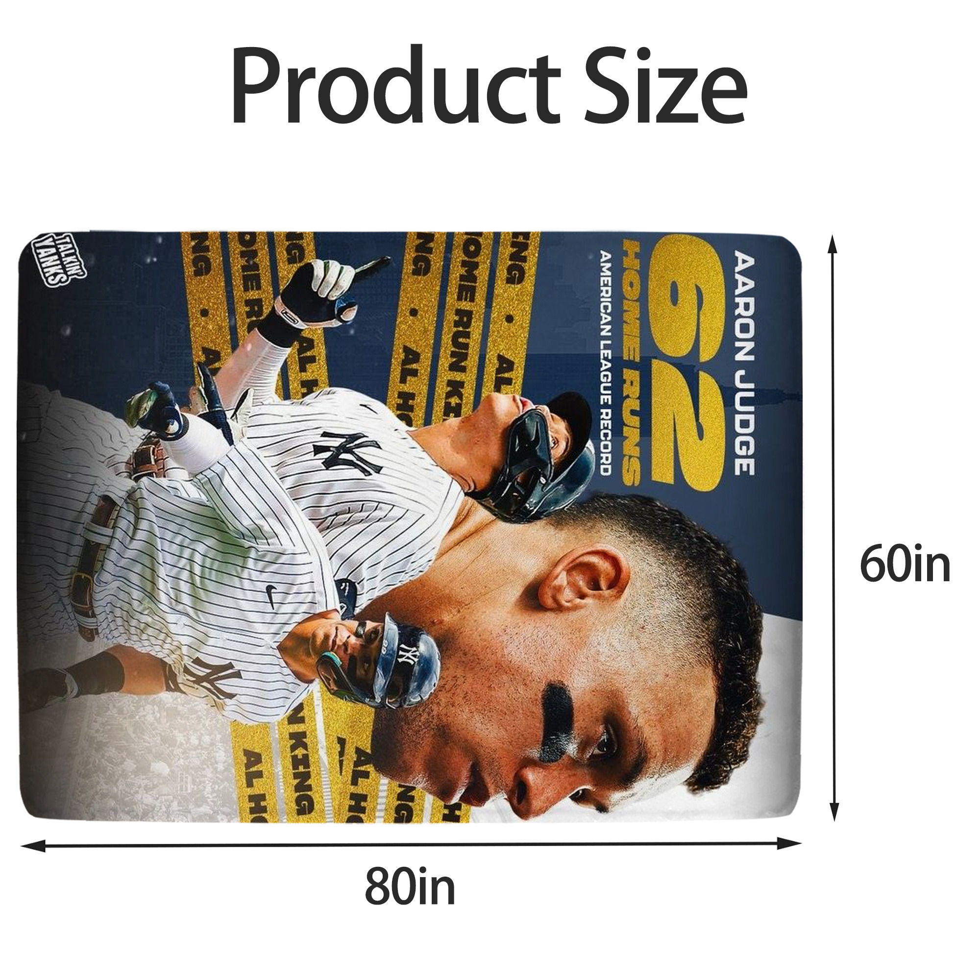 Aaron Judge  62 Home Runs AL Record Soft Fleece Throw Blanket 60 X 80 Inch – Super Soft, Lightweight, And Durable – Perfect For Sofa, Bed, Camping, And More – Ideal Gift For Family And Friends