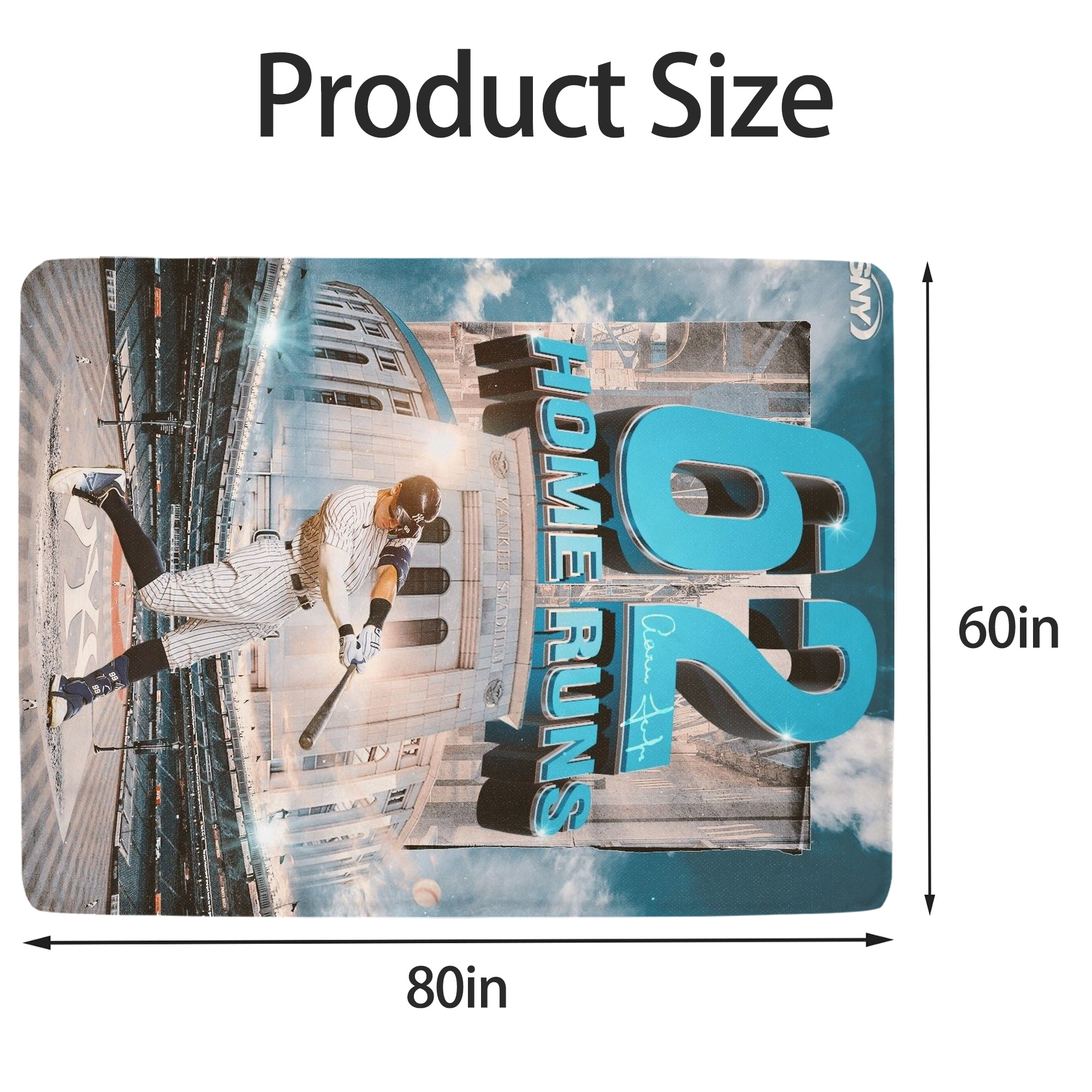 Aaron Judge 62 Home Runs Soft Fleece Throw Blanket 60 X 80 Inch – Super Soft, Lightweight, And Durable – Perfect For Sofa, Bed, Camping, And More – Ideal Gift For Family And Friends